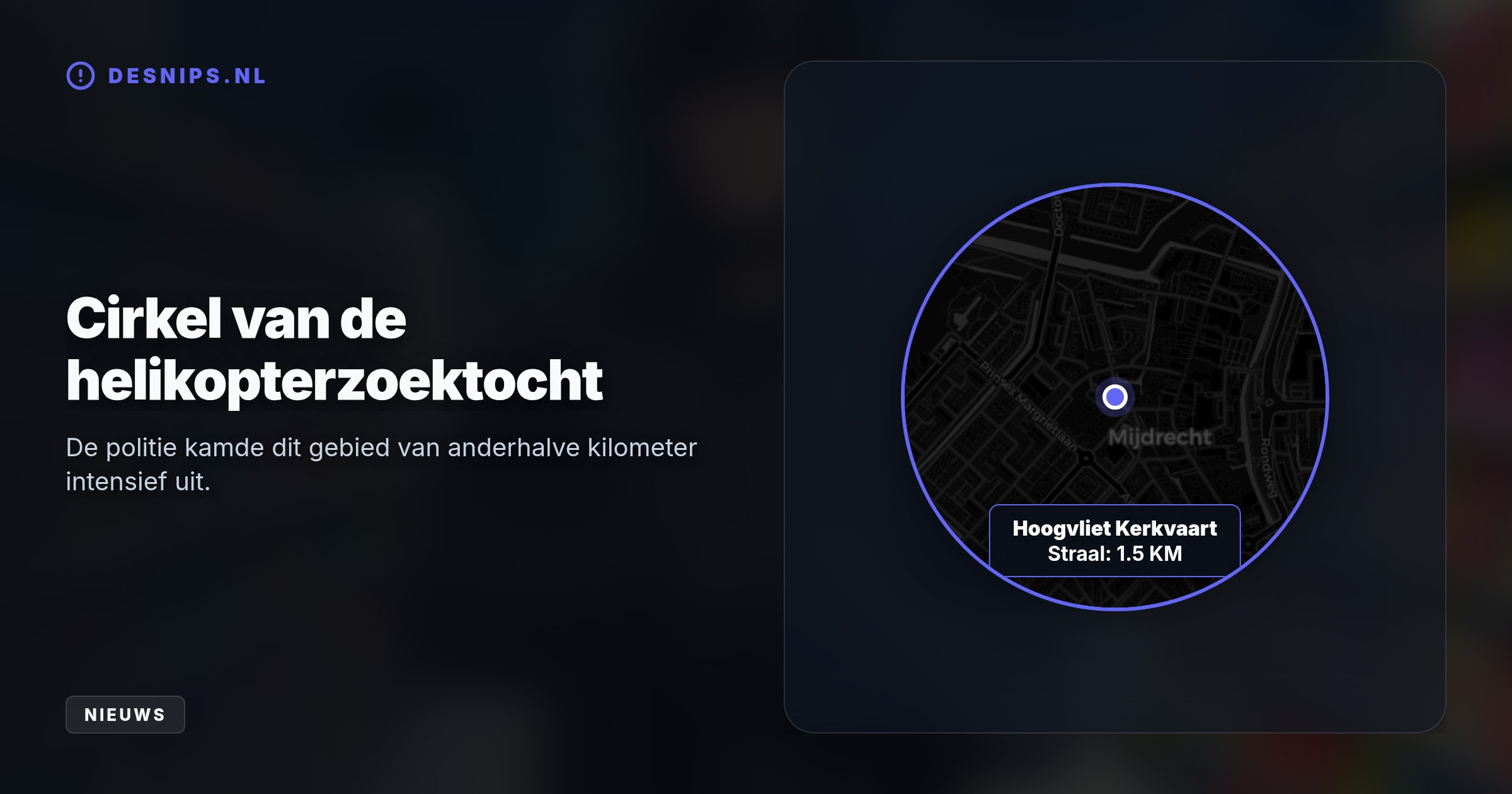 Een gewapende man met motorhelm overviel zaterdagavond de Hoogvliet aan de Kerkvaart. Ondanks de inzet van zes politieteams en een helikopter wist de dader te ontkomen.