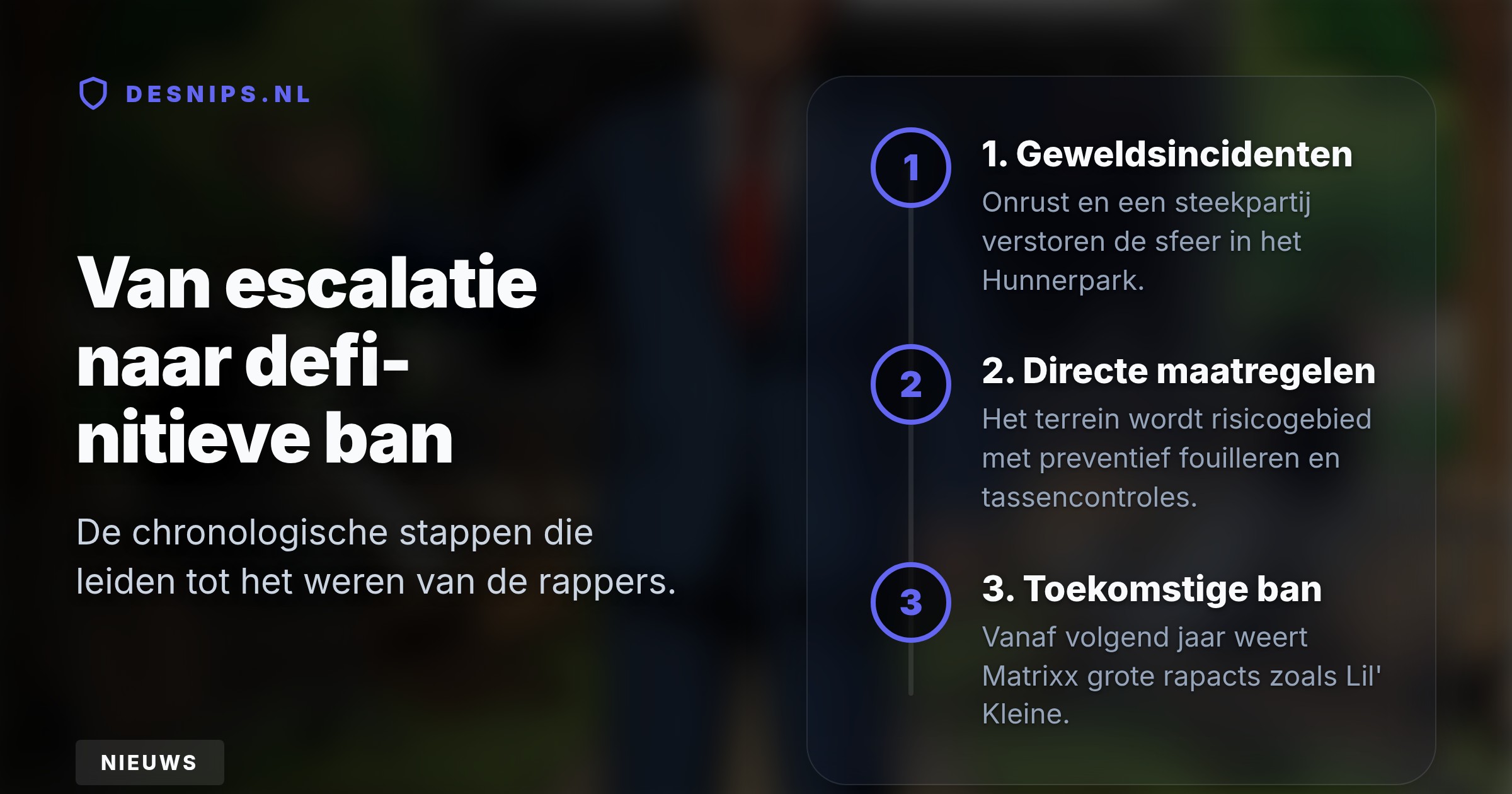 Na een steekpartij en aanhoudende onrust grijpt burgemeester Bruls hard in. De organisatie weert grote rappers vanaf volgend jaar om de veiligheid in het Hunnerpark te garanderen.