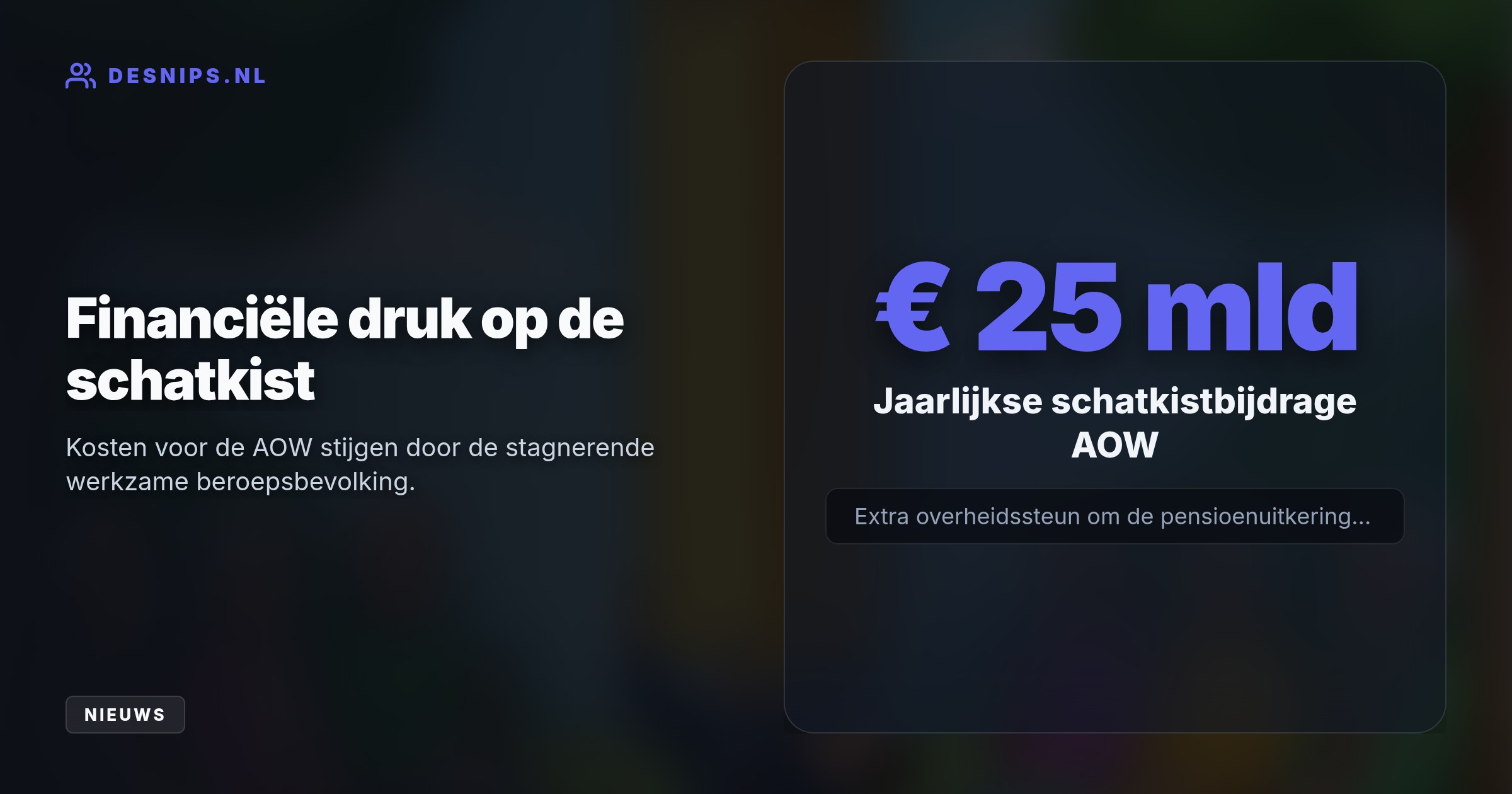 De groep werkenden tot de AOW-leeftijd blijft steken op 9,6 miljoen, terwijl niet-werkenden groeien naar 8,5 miljoen. Dit ondergraaft de betaalbaarheid van onze pensioenen.