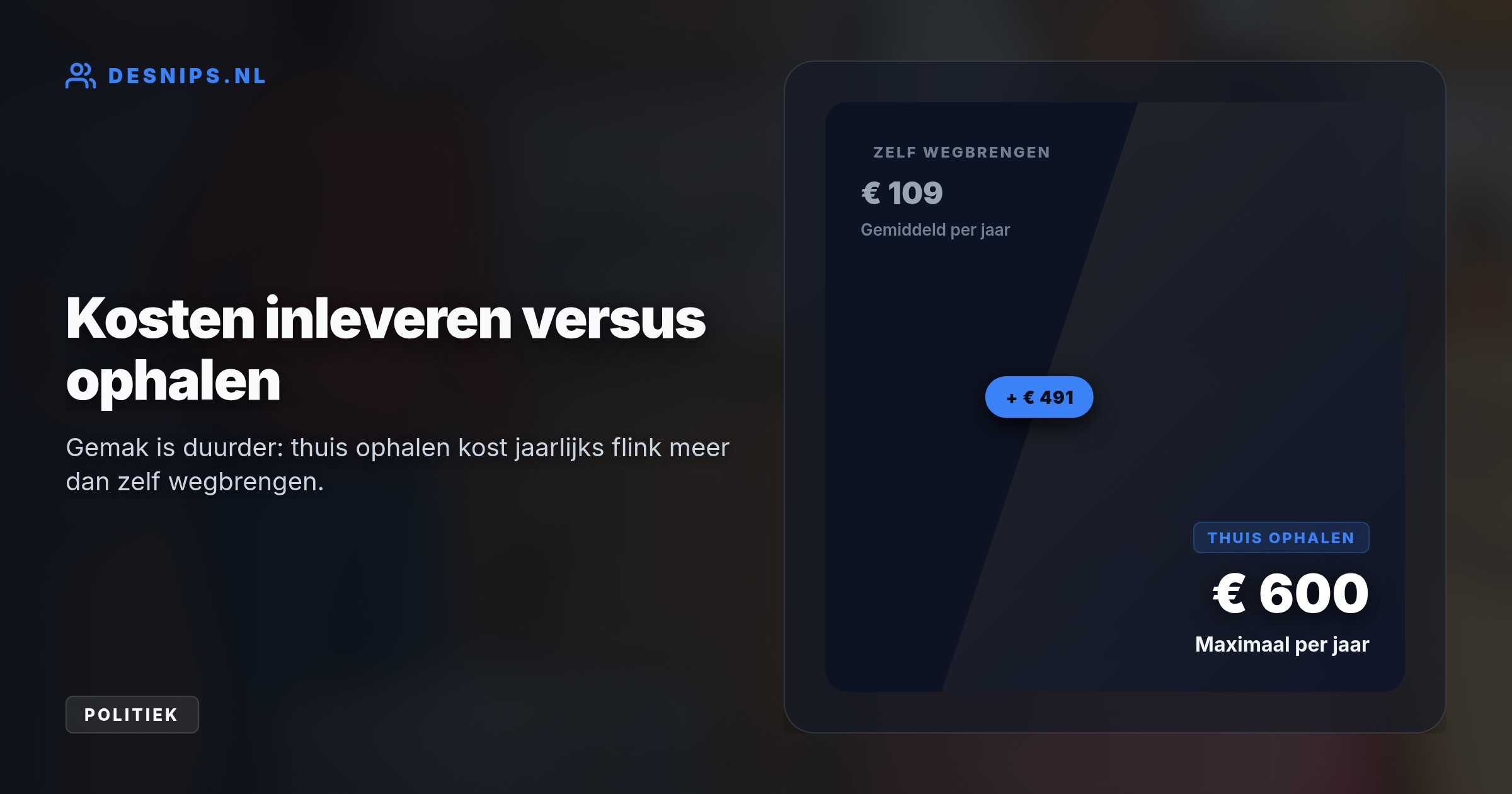 Binnen vijf jaar moeten luiers apart ingezameld worden. Dit kost huishoudens jaarlijks 109 tot 600 euro door het nieuwe 'de vervuiler betaalt'-systeem.