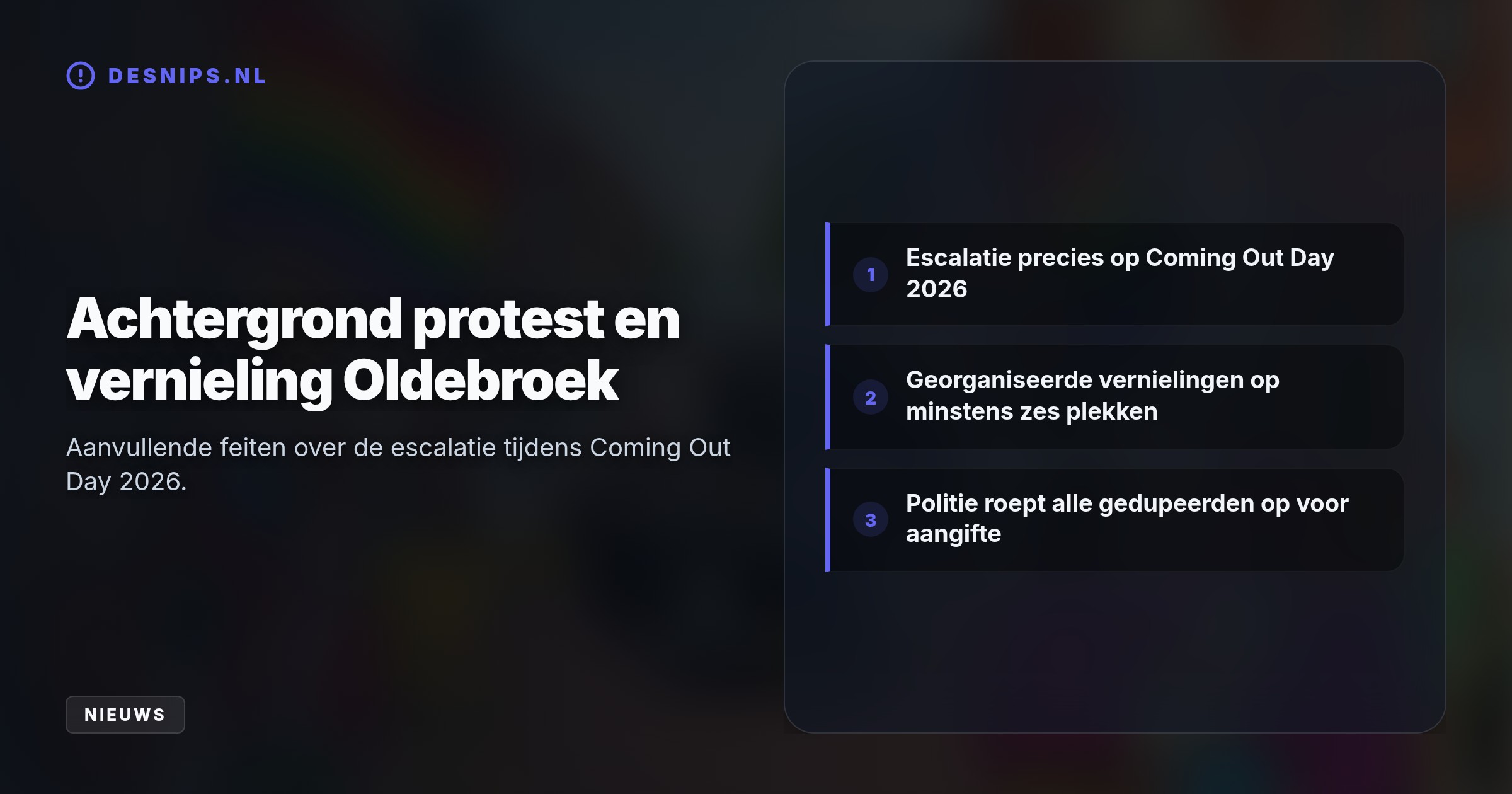 Nadat de gemeenteraad het queerbeleid schrapte, hesen inwoners 400 regenboogvlaggen. Vandalen trokken 's nachts masten omver, maar initiatiefnemers vervangen meteen alle vlaggen.