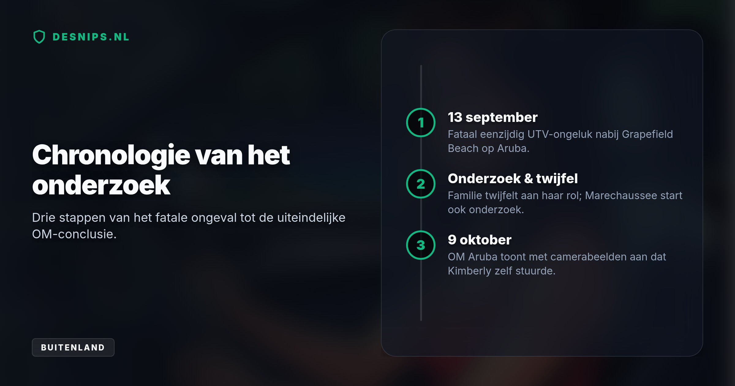 Justitie op Aruba maakt dit na aanhoudende speculaties vroegtijdig bekend. Haar Rotterdamse familie twijfelde hieraan, omdat zij autorijden erg spannend vond.