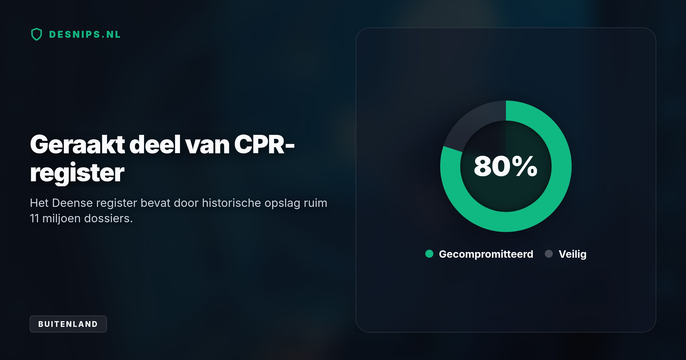Via misbruikte inloggegevens van een extern Deens bedrijf stalen hackers de persoonsgegevens van 8,8 miljoen inwoners, waaronder ook overleden en geëmigreerde burgers.