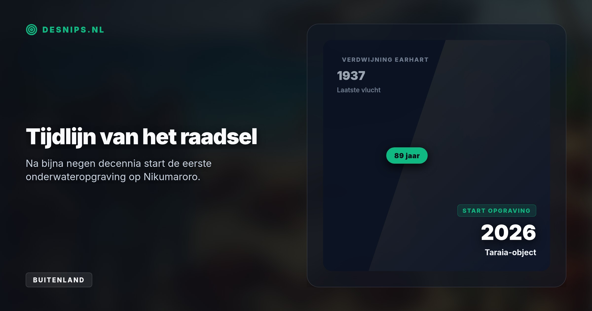 Een 34-koppig team onderzoekt het onderwater gelegen 'Taraia-object' met apparatuur, terwijl ze vanwege gevaarlijke kokoskrabben op hun schip overnachten.