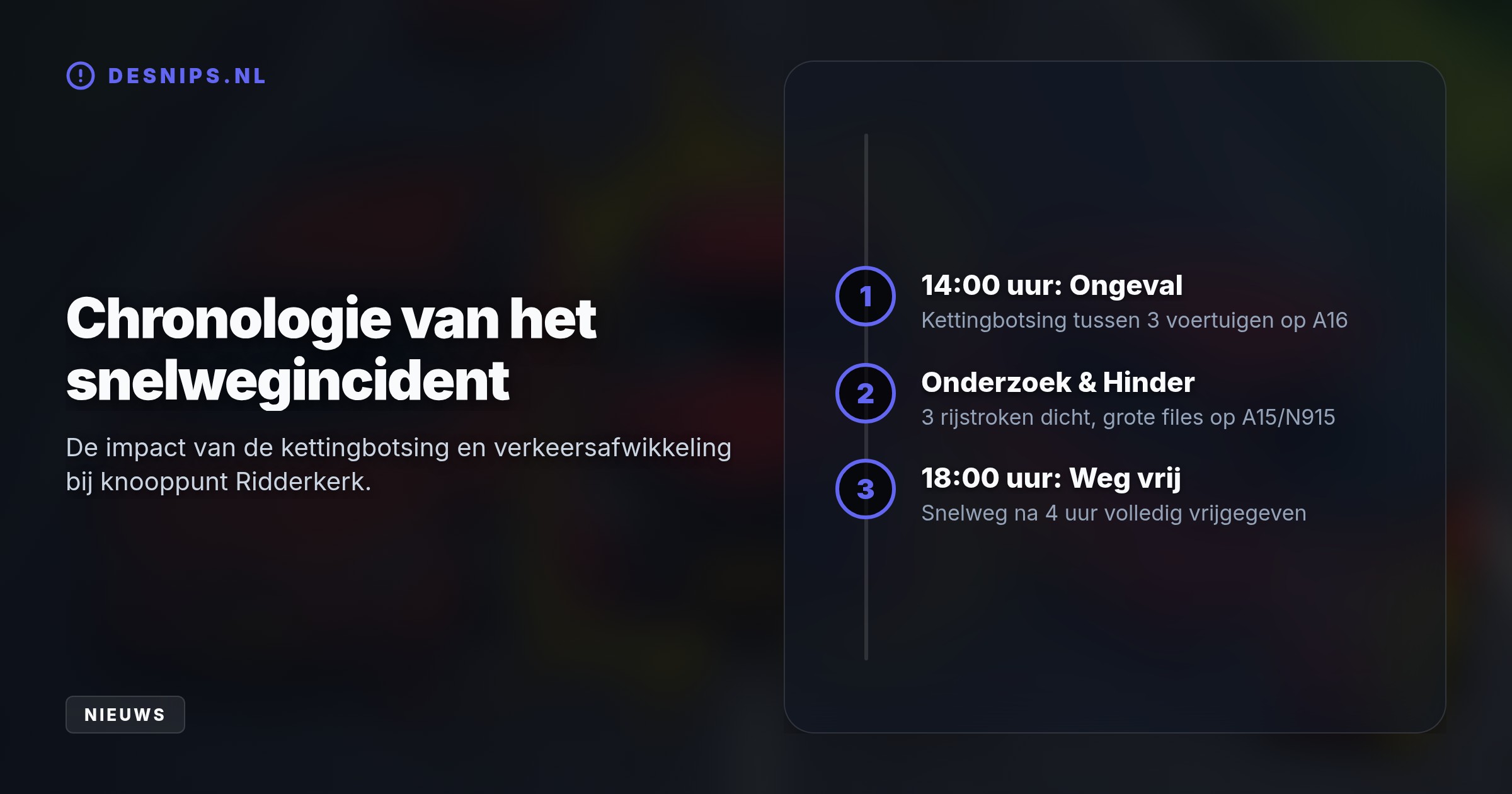 De automobilist reed niet onder invloed van alcohol of drugs. Het Openbaar Ministerie onderzoekt nu of hij wordt vervolgd voor het veroorzaken van de dodelijke kettingbotsing.