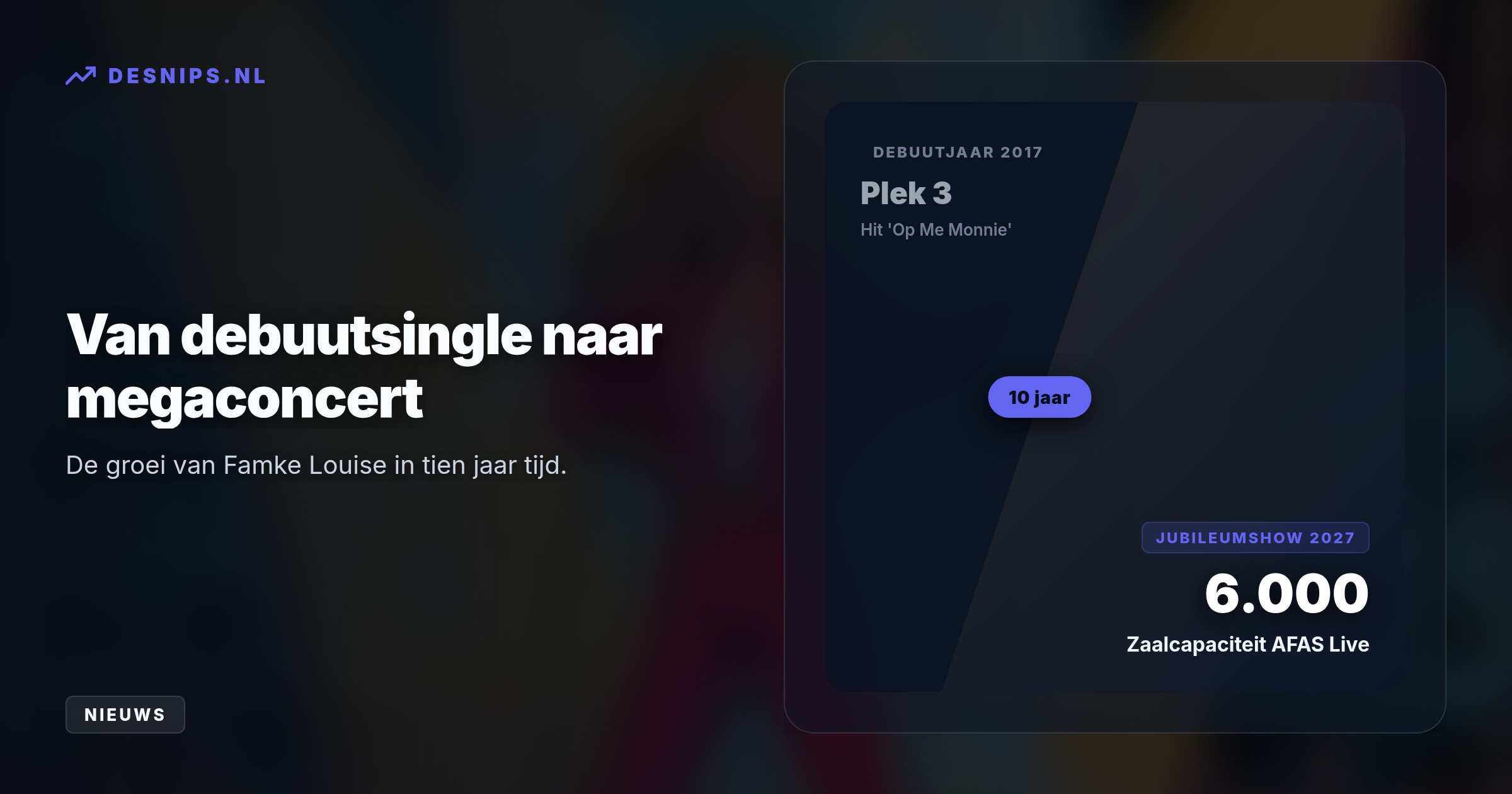 De 27-jarige zangeres keert na een pauze voor haar gezin terug naar de muziek. Op vrijdag 22 januari 2027 viert zij haar jubileum met een grote show.