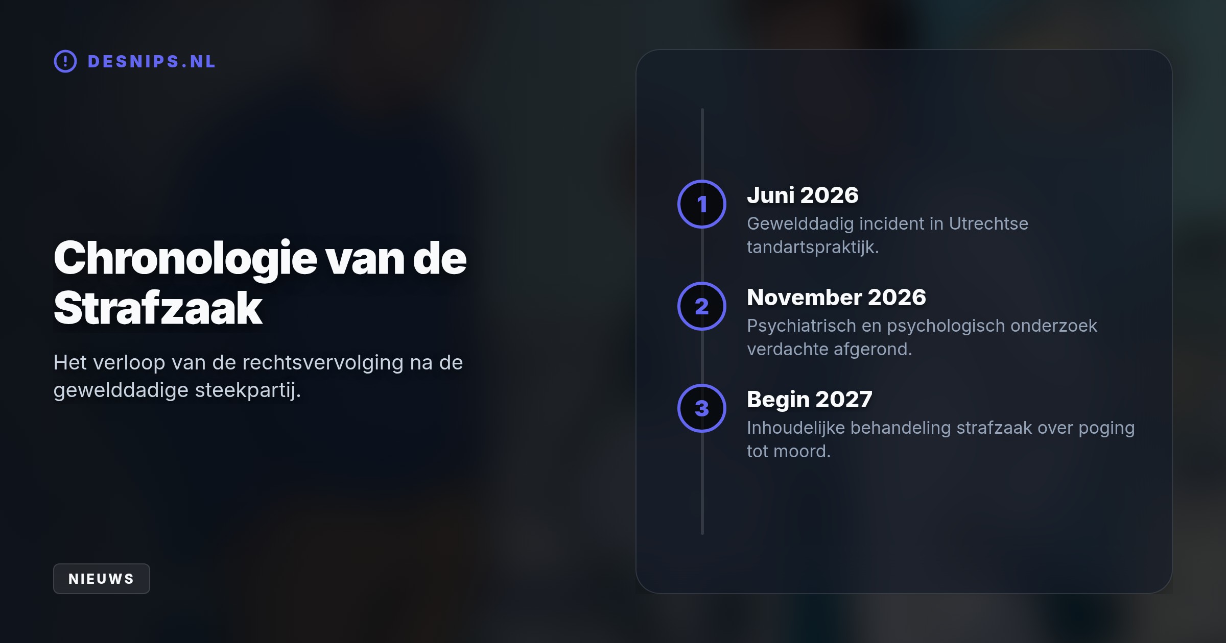 De 50-jarige Utrechter die zijn tandarts met twee messen neerstak wegens een mislukte behandeling, blijft in de cel. De inhoudelijke strafzaak start begin 2027.