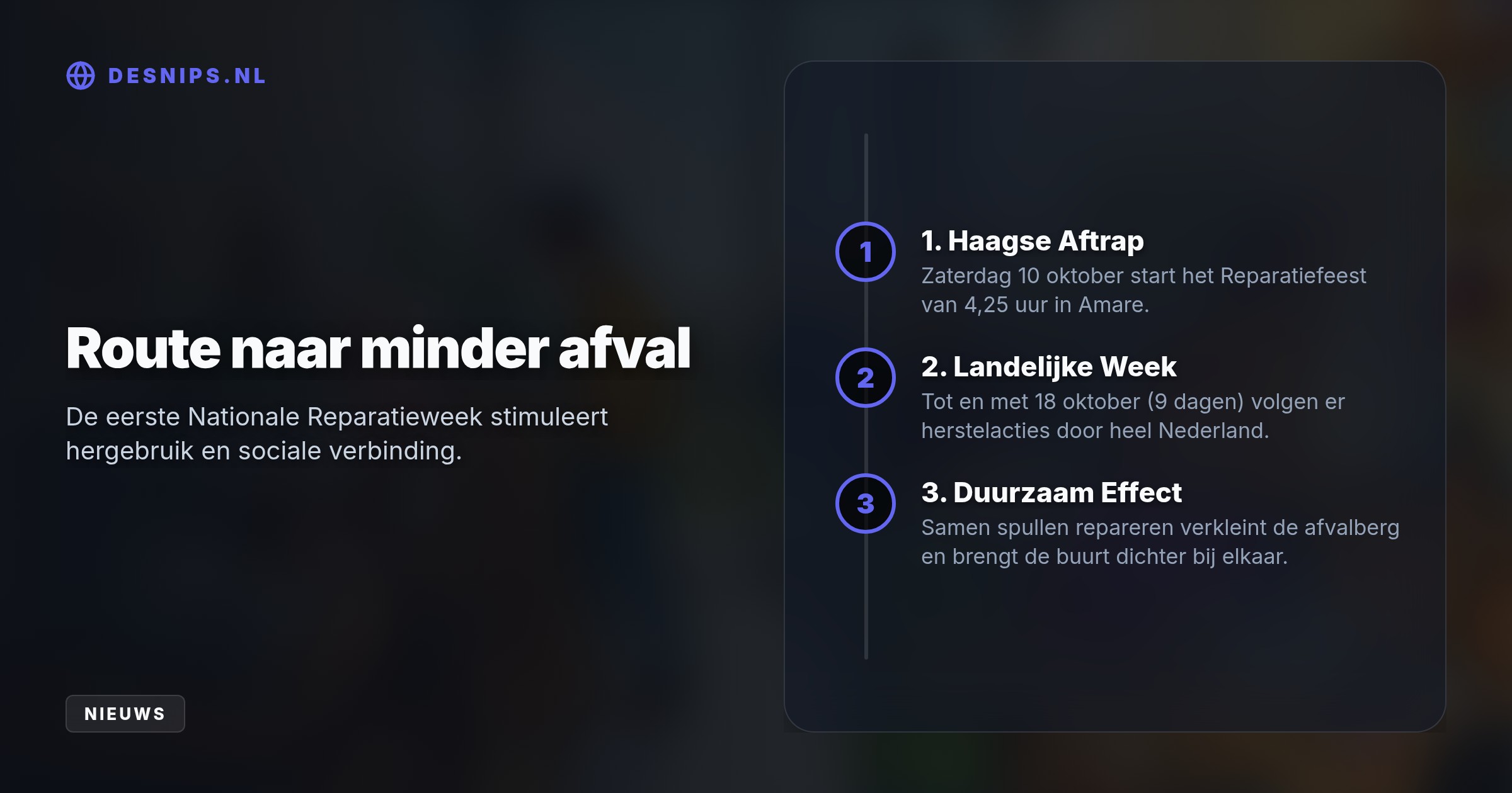 Bezoekers herstellen van 10 tot en met 18 oktober gratis hun spullen om de afvalberg te verkleinen. De Haagse start in Amare biedt workshops en kledingruil.