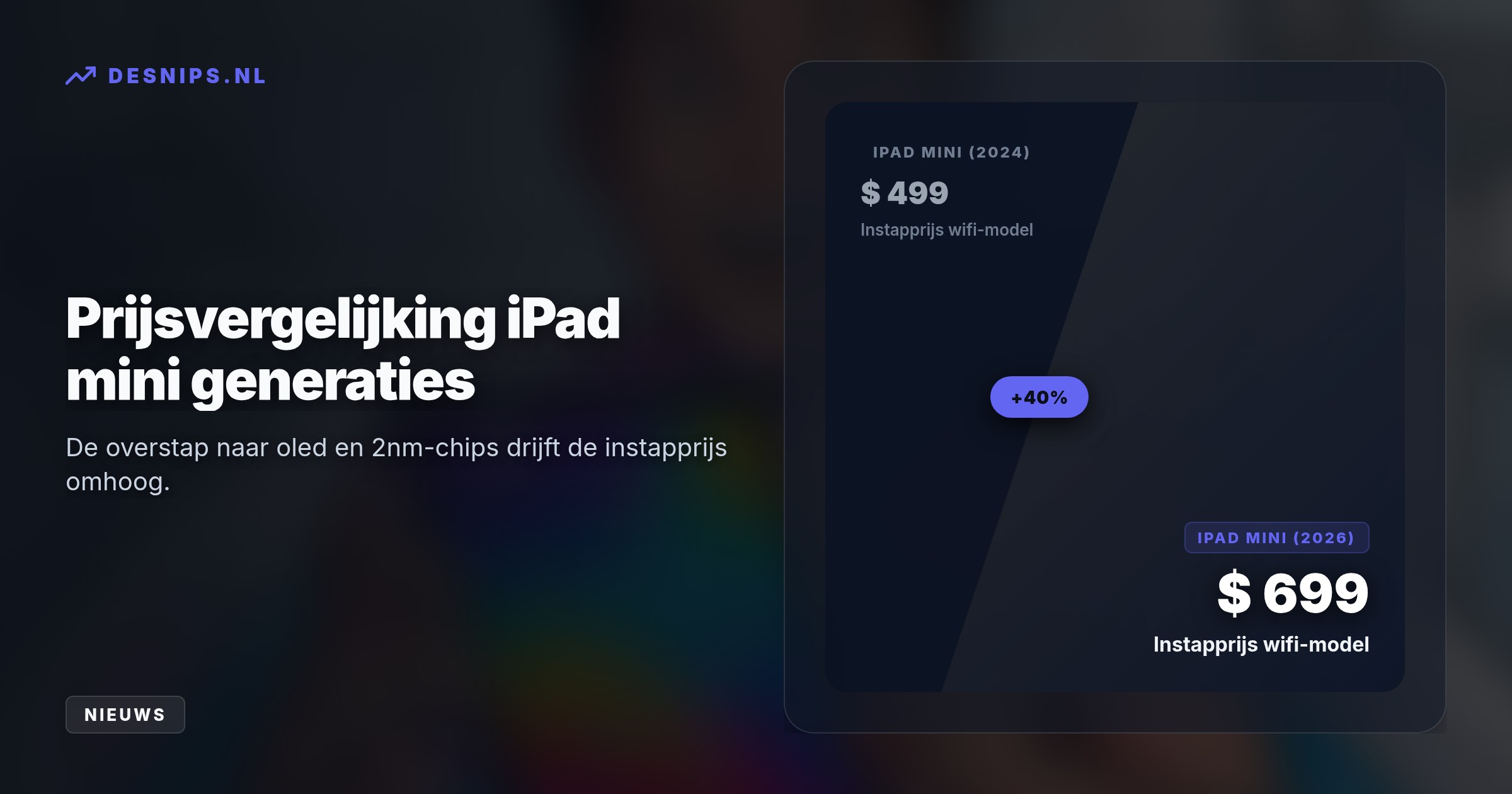 Apple vernieuwt de compacte tablet met een oled-display en A20 Pro-chip, maar verhoogt de instapprijs van 499 naar 699 dollar vanwege premium hardware.