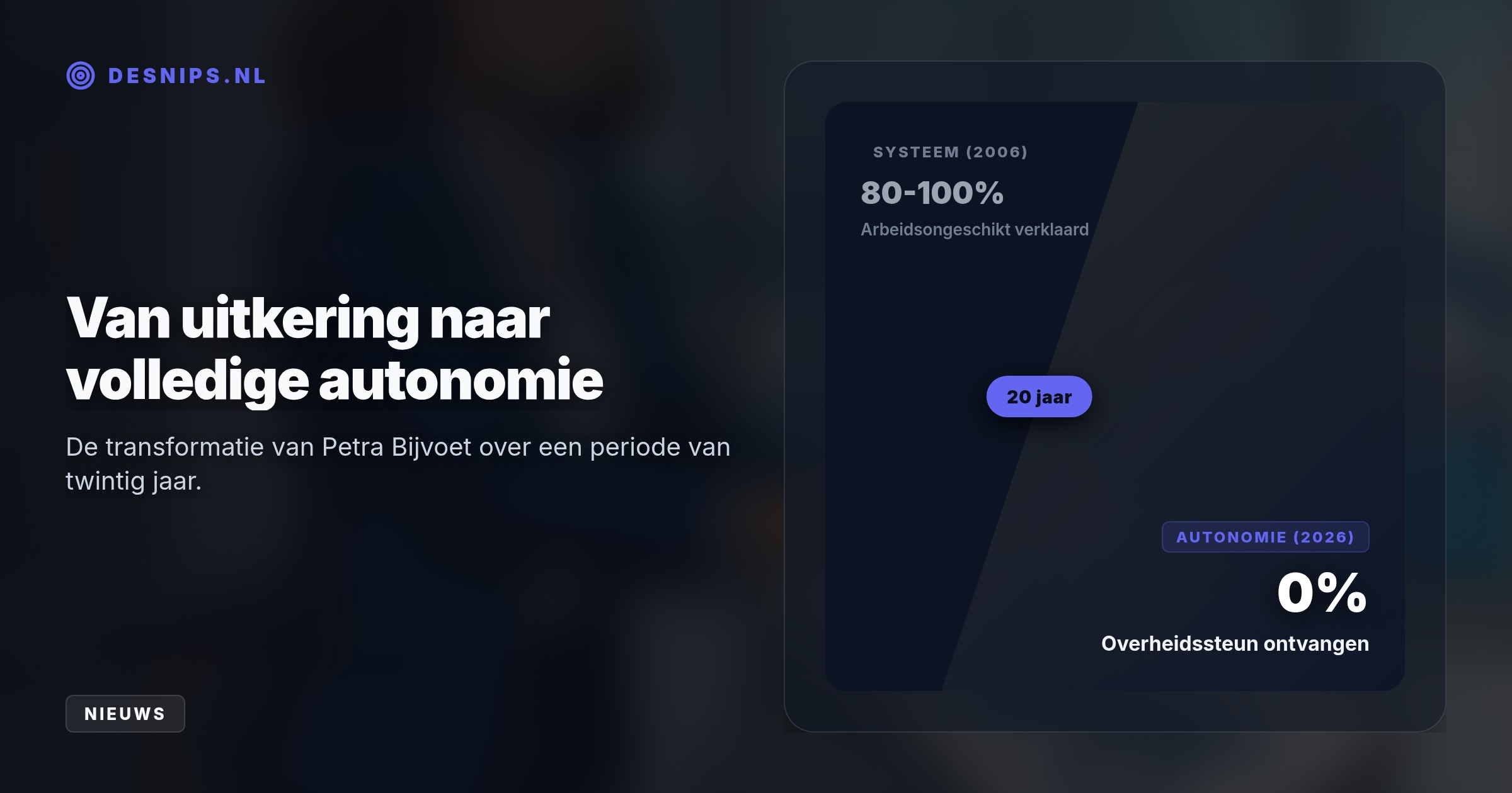Zij vindt het uitkeringssysteem betuttelend en schadelijk voor haar herstel. Daarom pleit ze nu bij beleidsmakers voor betere regelingen voor zzp’ers met een chronische aandoening.
