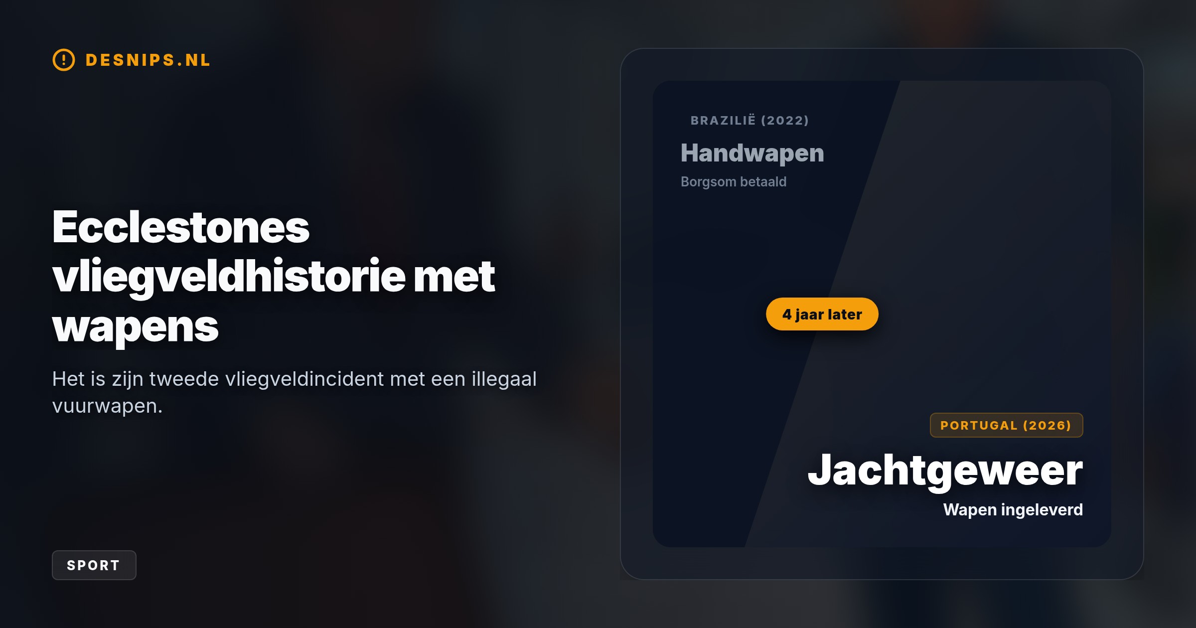 De oud-F1-baas wilde kleiduivenschieten in Portugal, maar miste het vereiste registratiebewijs voor zijn wapen. Hij moest het geweer achterlaten bij de douane.