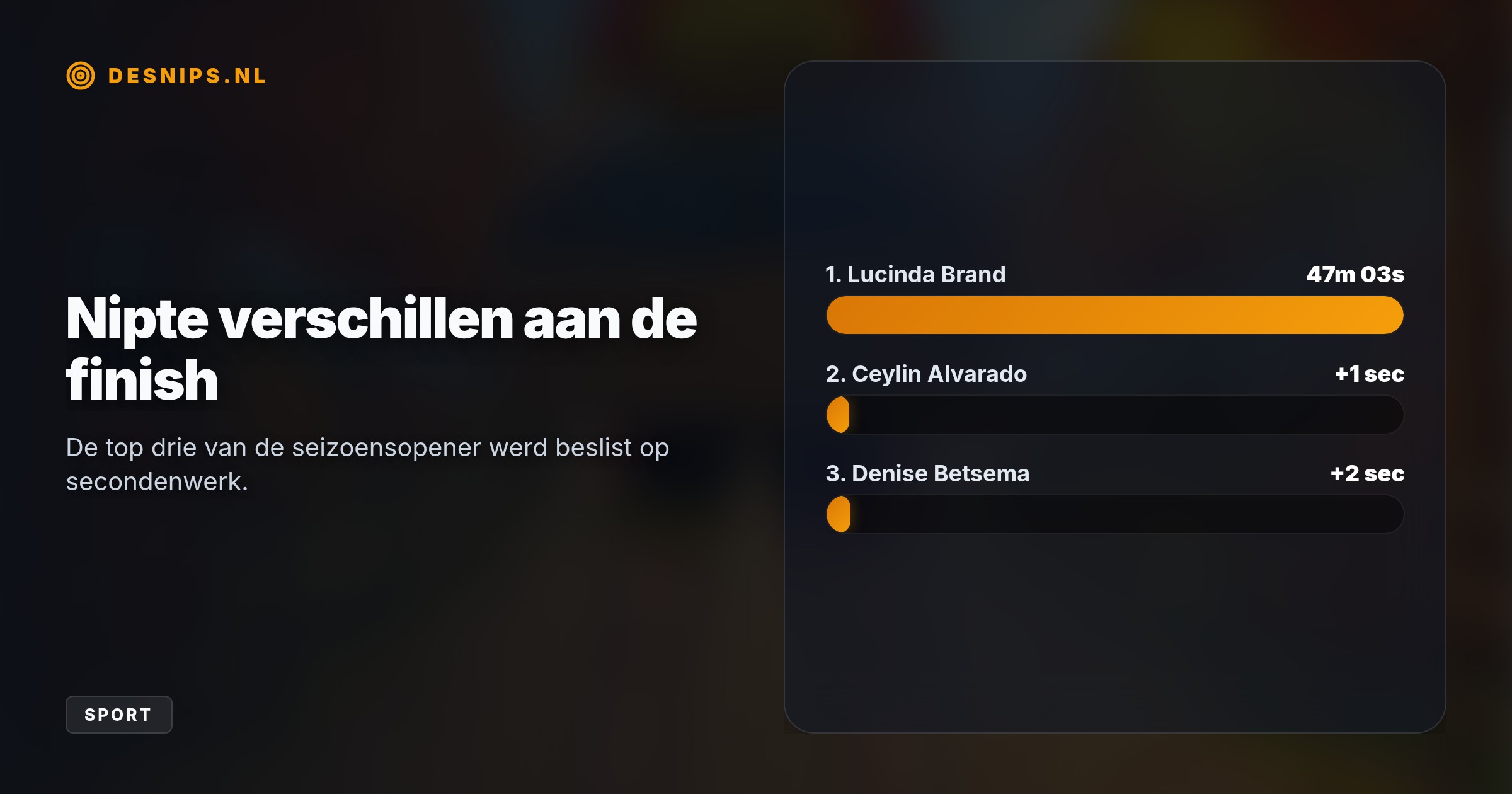 De wereldkampioene trok in Dendermonde na een fel duel met Alvarado de zege naar zich toe. Met een volledig Nederlands podium pakte Brand de opvallende hoofdprijs.