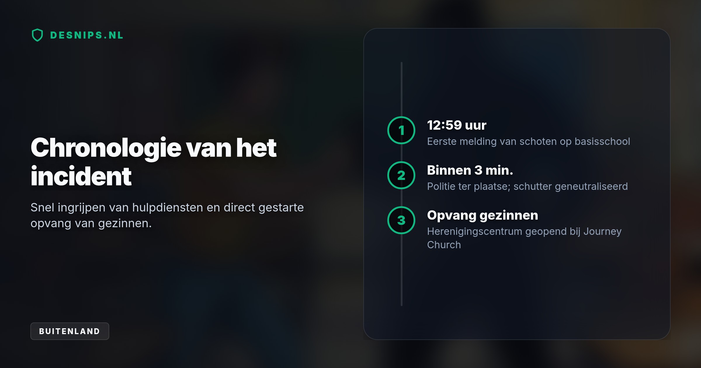 Een gewapende man drong Silver Rail Elementary binnen en schoot drie kinderen en een volwassene dood. De schutter werd binnen enkele minuten uitgeschakeld, mogelijk door een omstander.