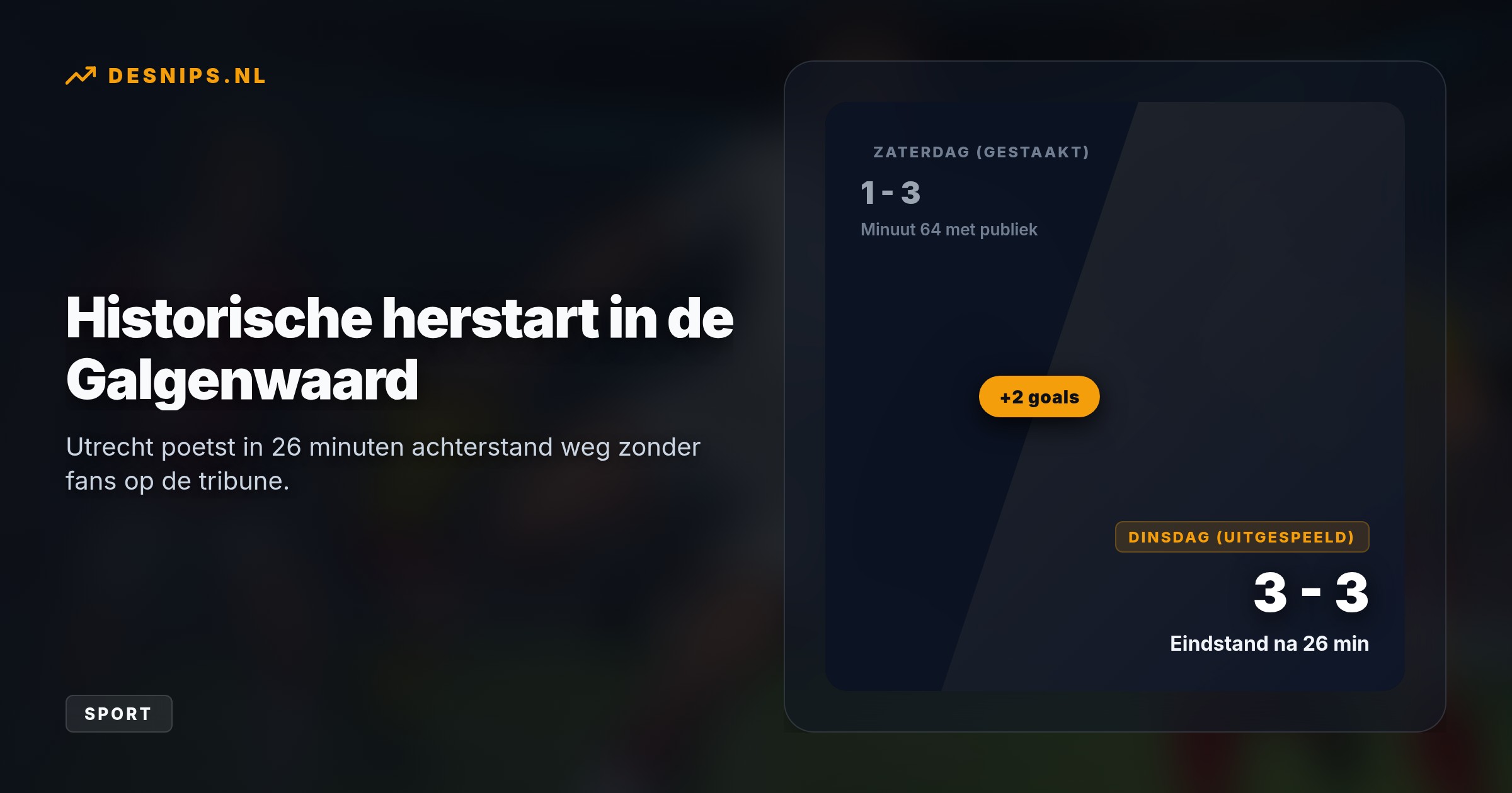 In het restant van het gestaakte duel scoorde Utrecht tweemaal in 26 minuten. Een late penalty van Stepanov zorgde voor een zwaarbevochten en moreel cruciaal punt.