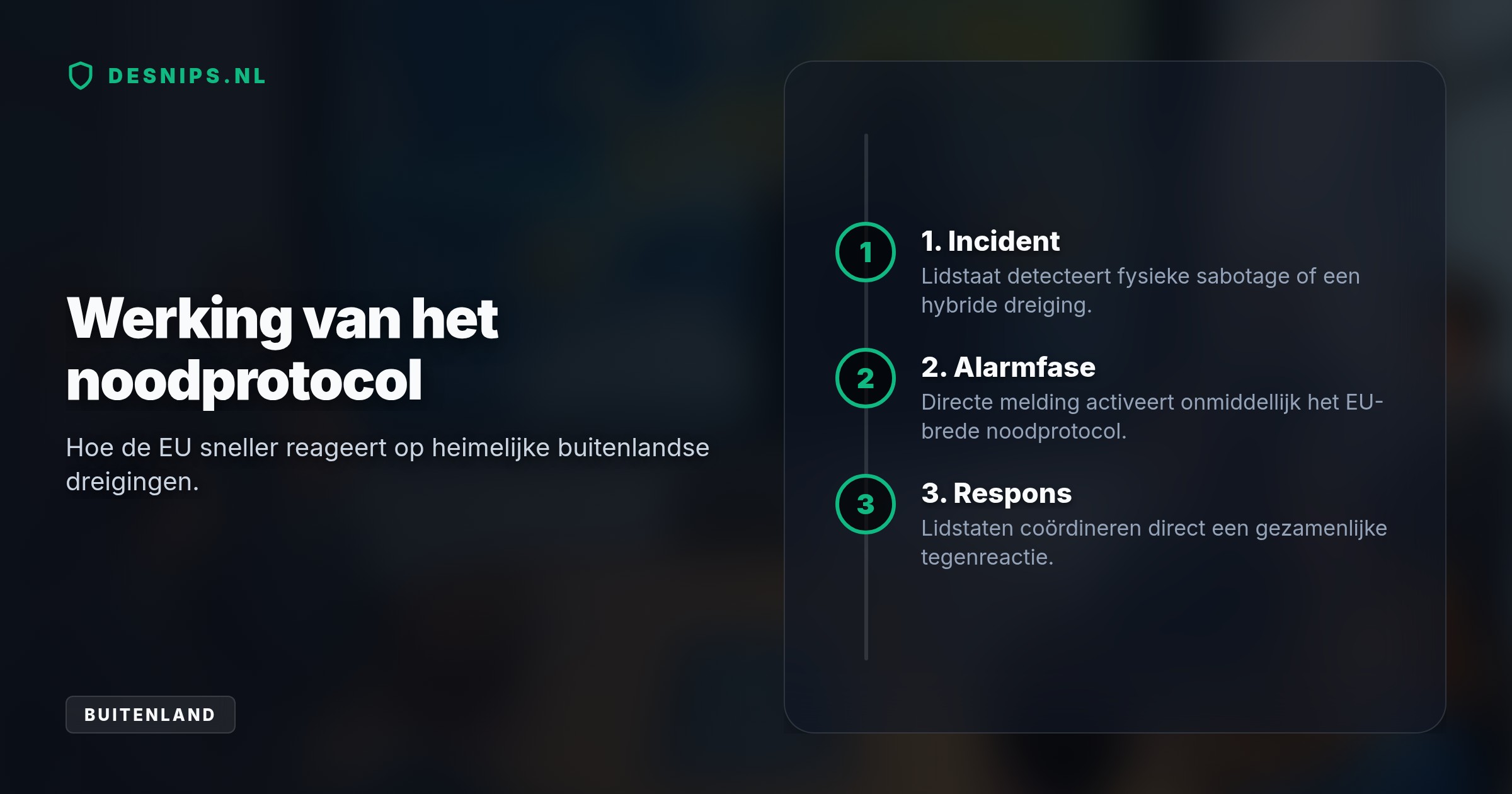 Brussel wil dat de 27 lidstaten bij fysieke sabotage of hybride dreigingen onmiddellijk gecoördineerd reageren om de vitale infrastructuur beter te beschermen.