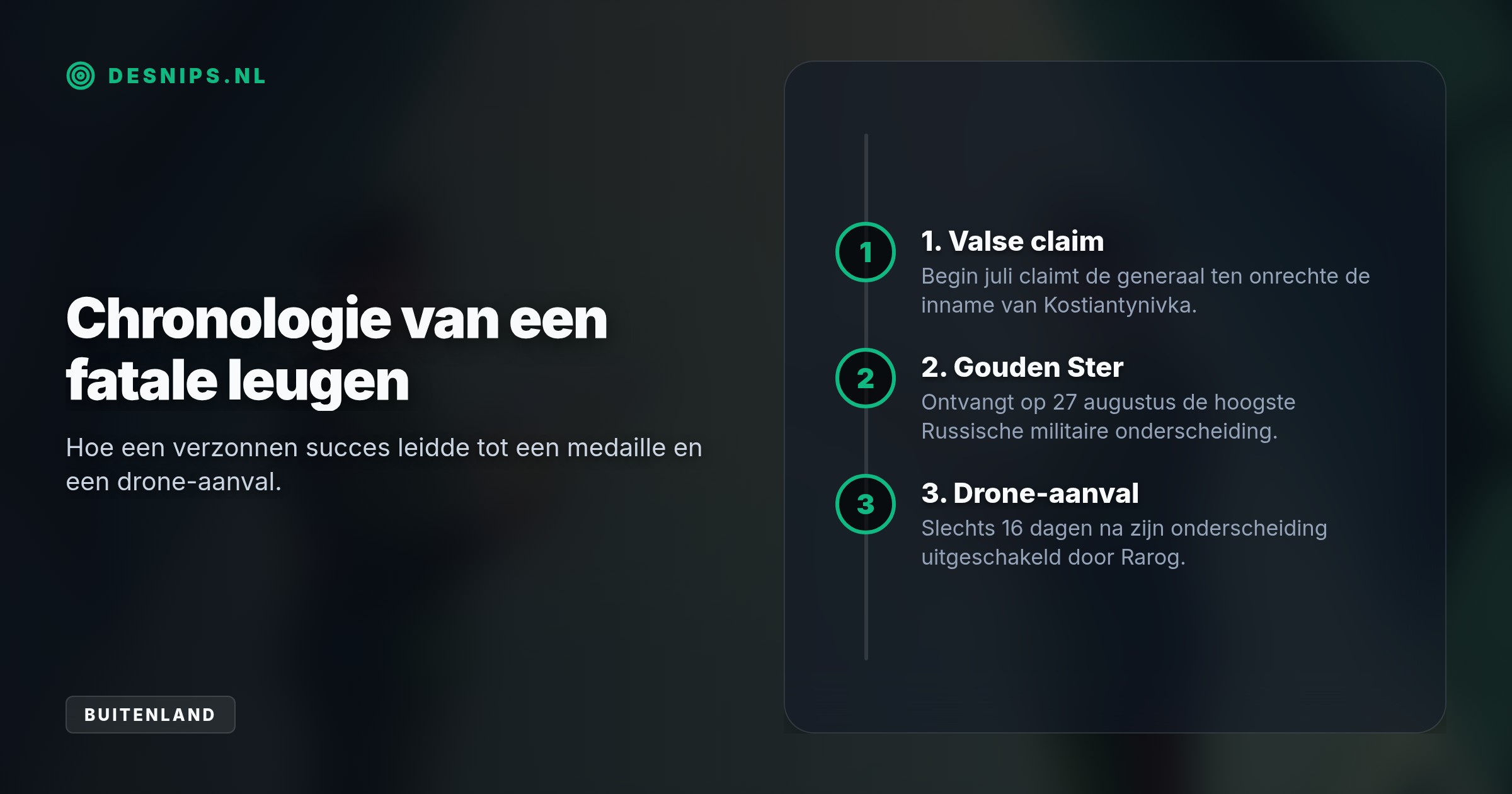 Generaal Anton Grunis loog tegen Poetin over de verovering van Kostiantynivka en kreeg een medaille. De 427ste dronebrigade 'Rarog' doodde hem twee weken later met een gerichte aanval.