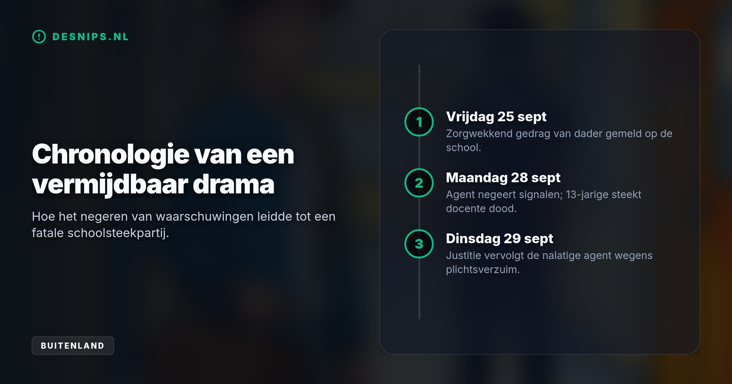 Een 13-jarige leerling stak in Staškov zijn docent dood. De politieagent die eerdere signalen over de jongen negeerde, wordt nu door justitie vervolgd wegens ernstig plichtsverzuim.