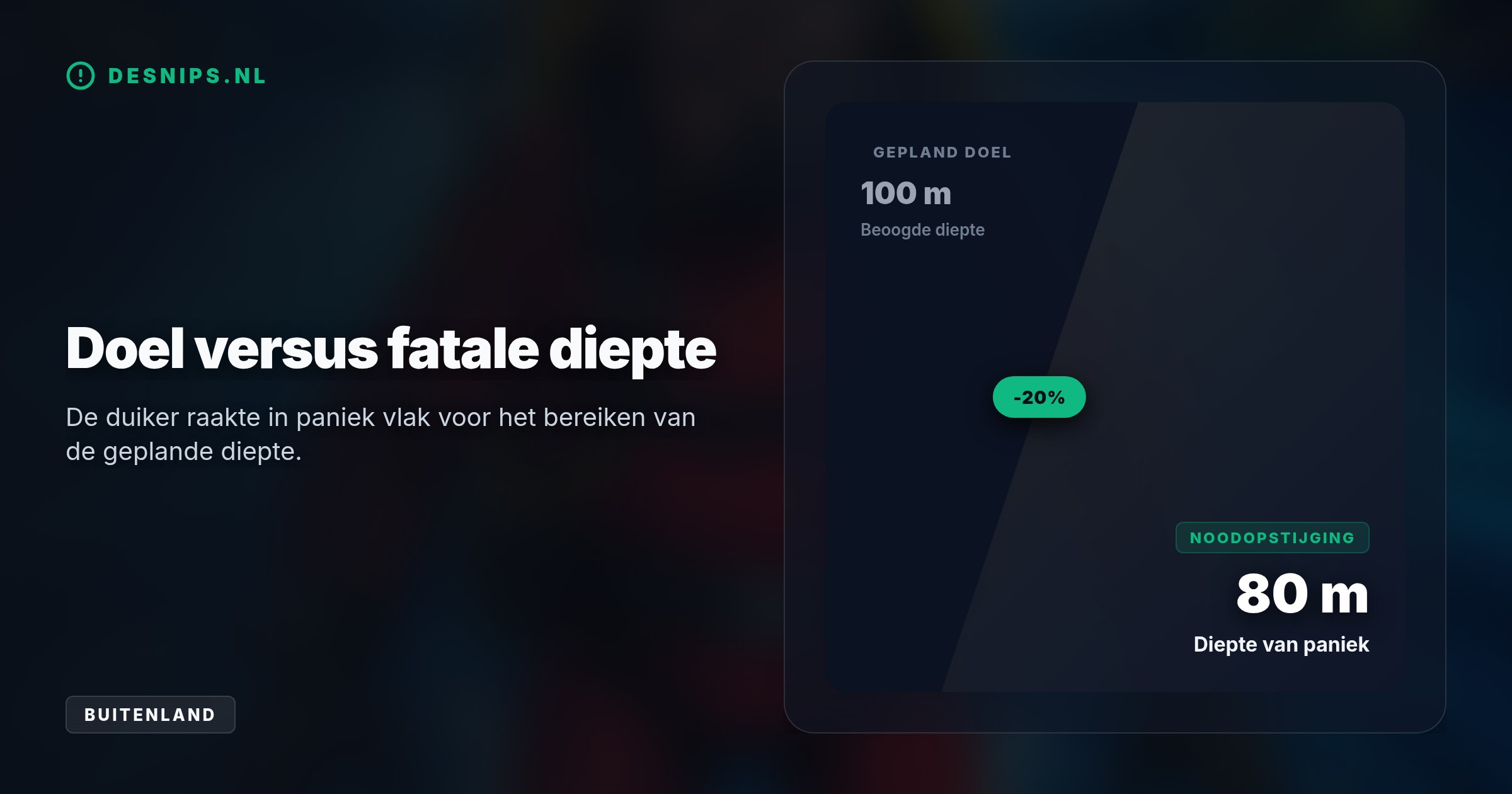 De 57-jarige man raakte op tachtig meter diepte in paniek en steeg razendsnel op, wat een dodelijke decompressieziekte veroorzaakte.