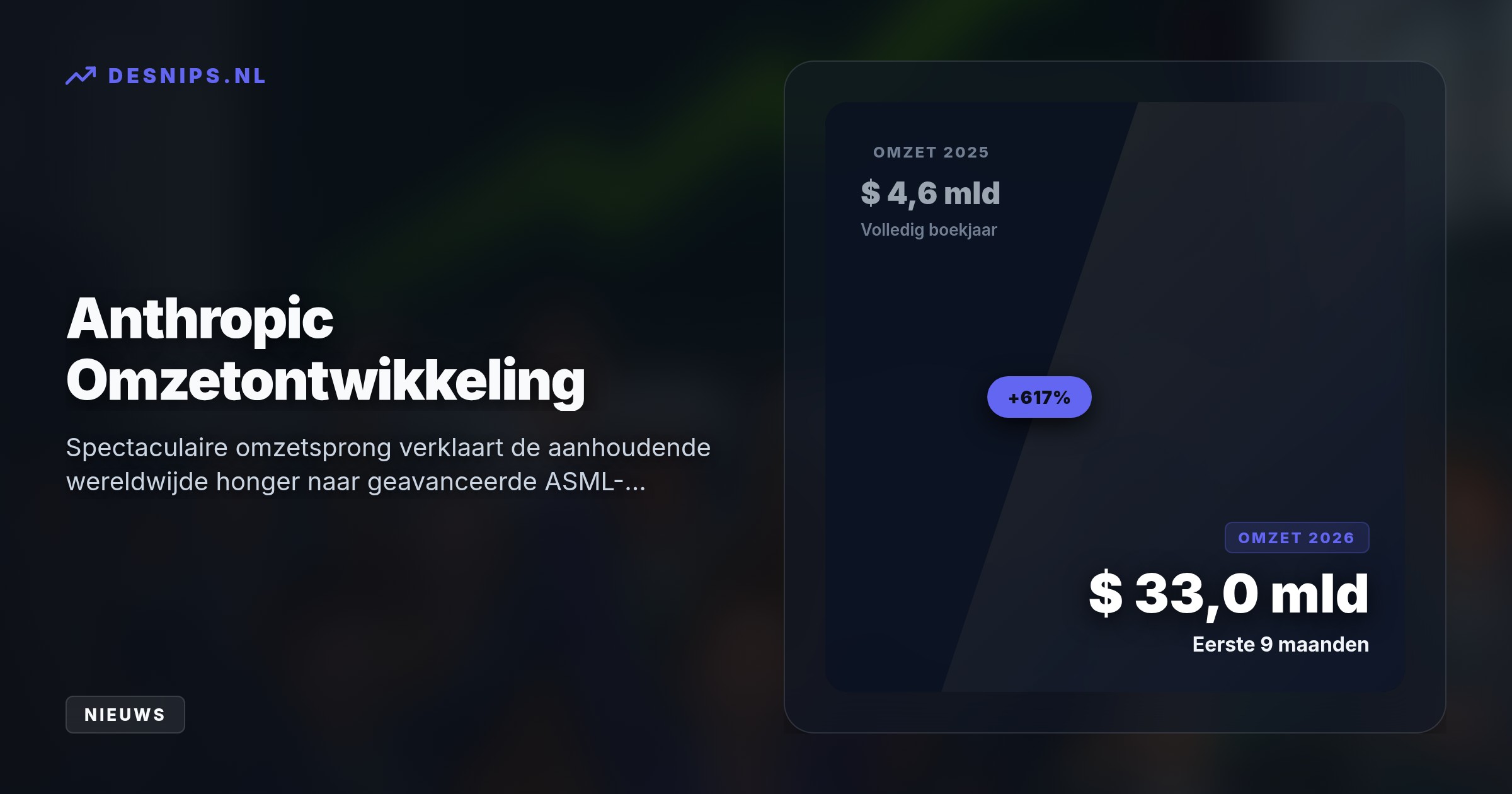 Explosieve omzetgroei en 800 miljard aan AI-contracten bij Anthropic nemen zeepbelvrees weg op Wall Street, waardoor de vraag naar ASML-chipmachines naar recordhoogte stijgt.