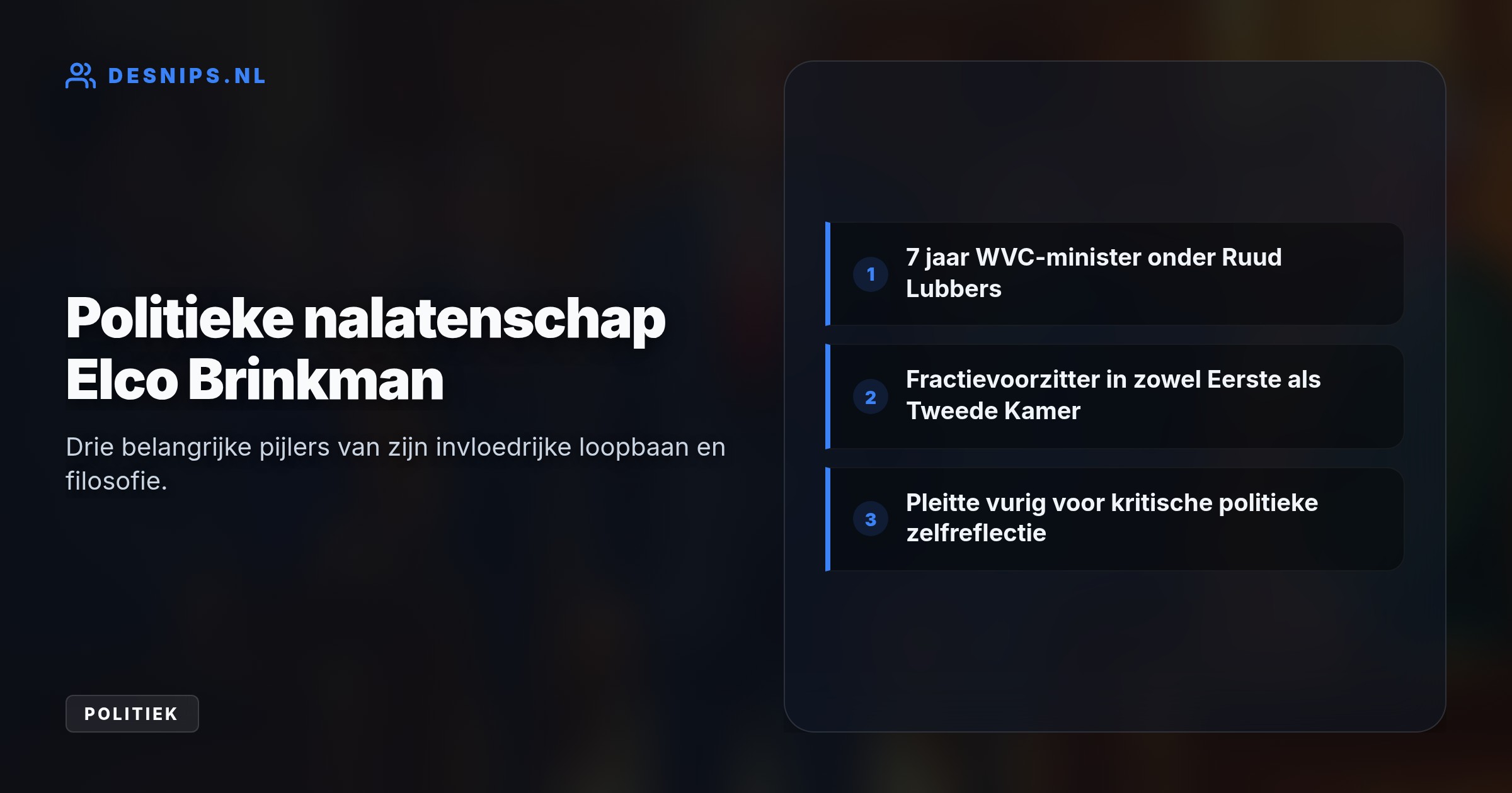 De Eerste en Tweede Kamer staan vandaag stil bij de grote staat van dienst en de nuchtere, verantwoordelijke houding van de overleden politicus.