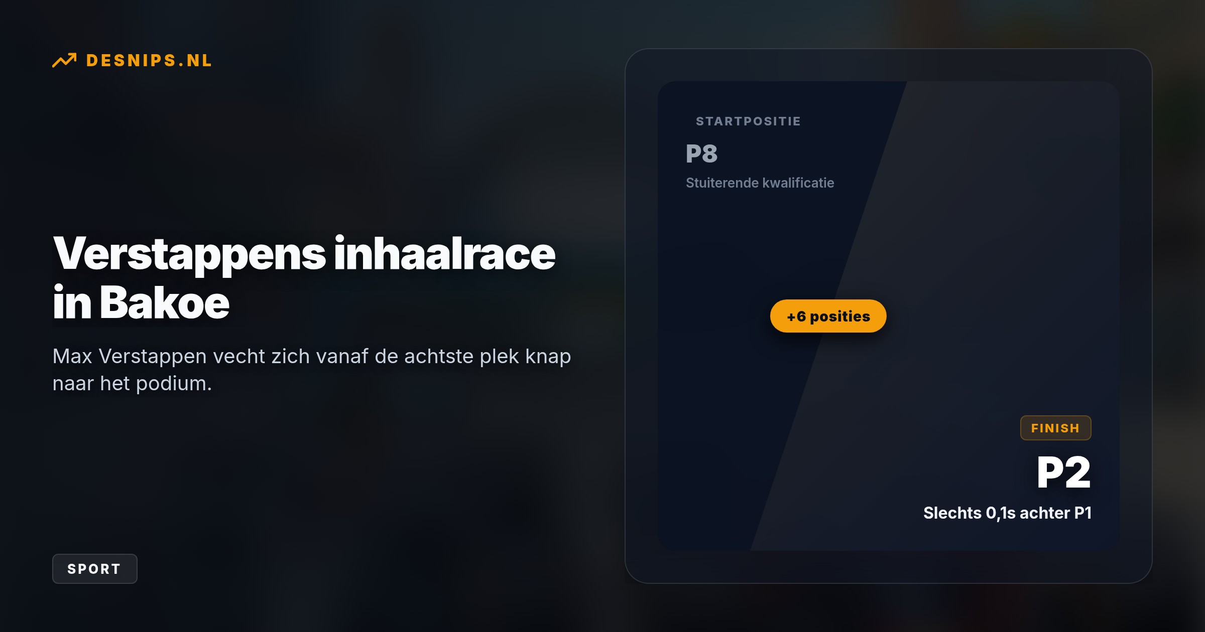 Ondanks een haperende turbo op het twee kilometer lange rechte stuk hield polesitter Russell Verstappen, die vanaf P8 knap oprukte, met 0,1 seconde verschil achter zich.