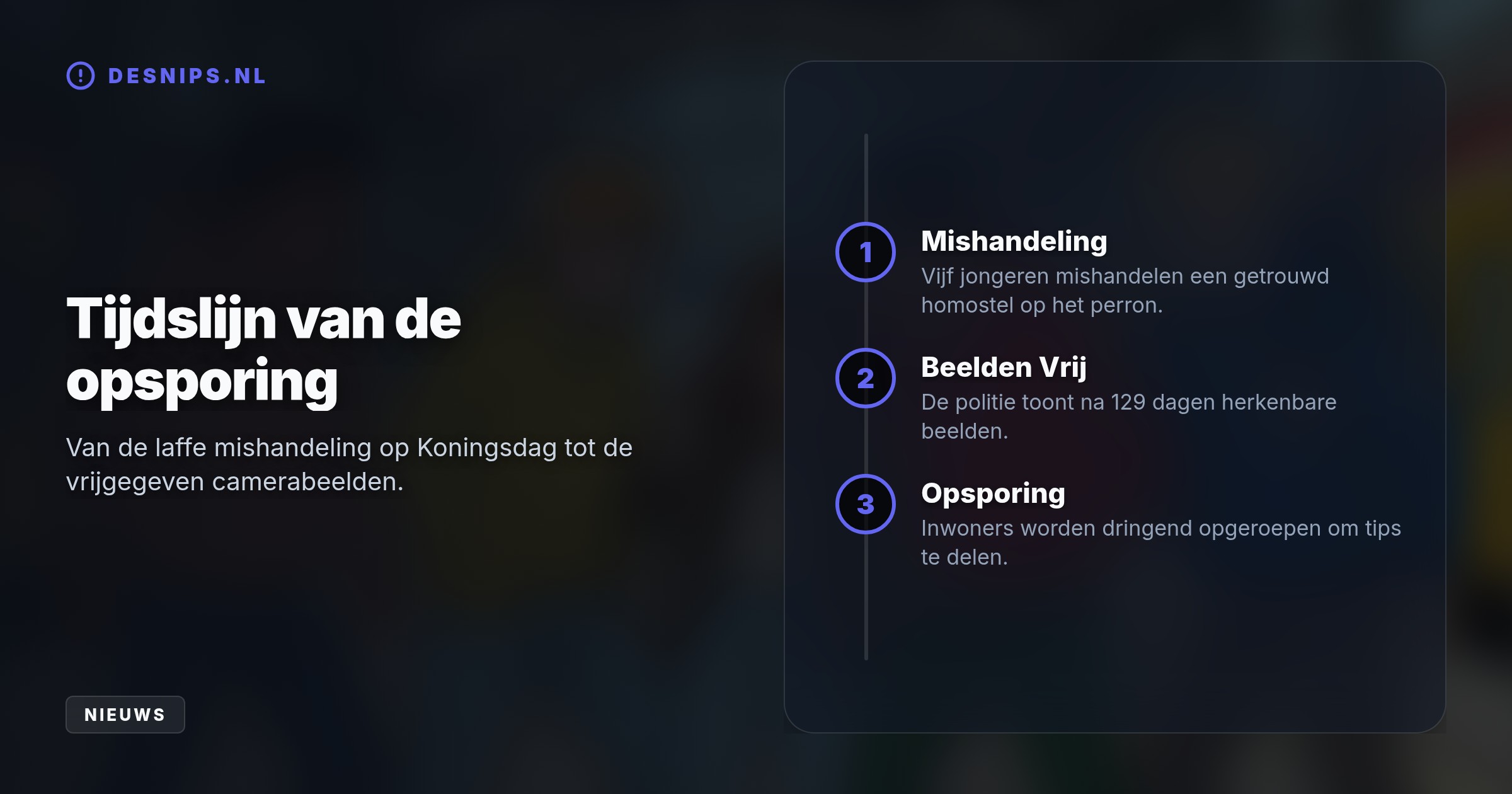 De politie toont herkenbare camerabeelden om vijf daders te identificeren die op Koningsdag een getrouwd homostel mishandelden op station Hoorn-Kersenboogerd.