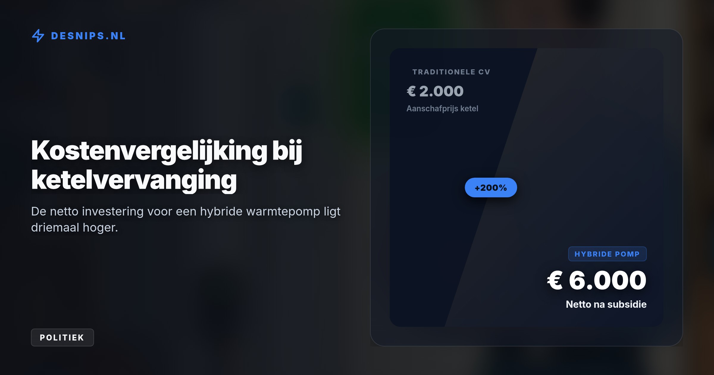 Het kabinet verplicht slimme hybride warmtepompen om het overbelaste stroomnet te beschermen. De netto investering is 6000 euro, waarmee je direct 65 procent op je gasrekening bespaart.