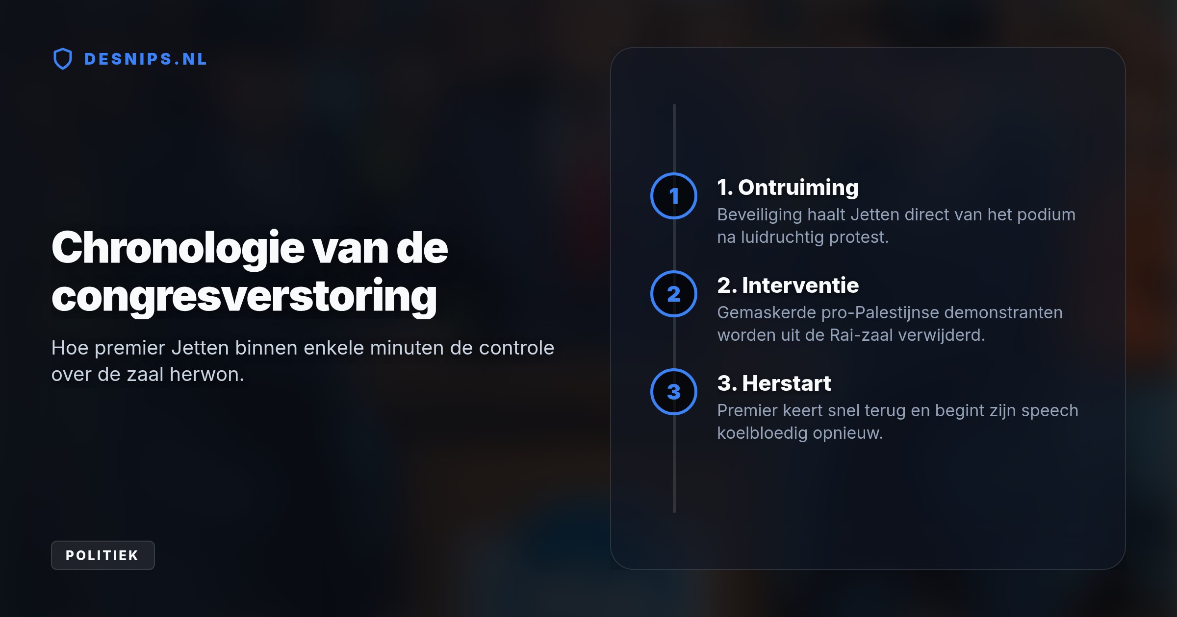 Bij het 60-jarig D66-jubileum ontruimde de beveiliging het podium na een luidruchtig pro-Palestijns protest. Premier Jetten keerde snel terug en begon zijn speech koelbloedig opnieuw.