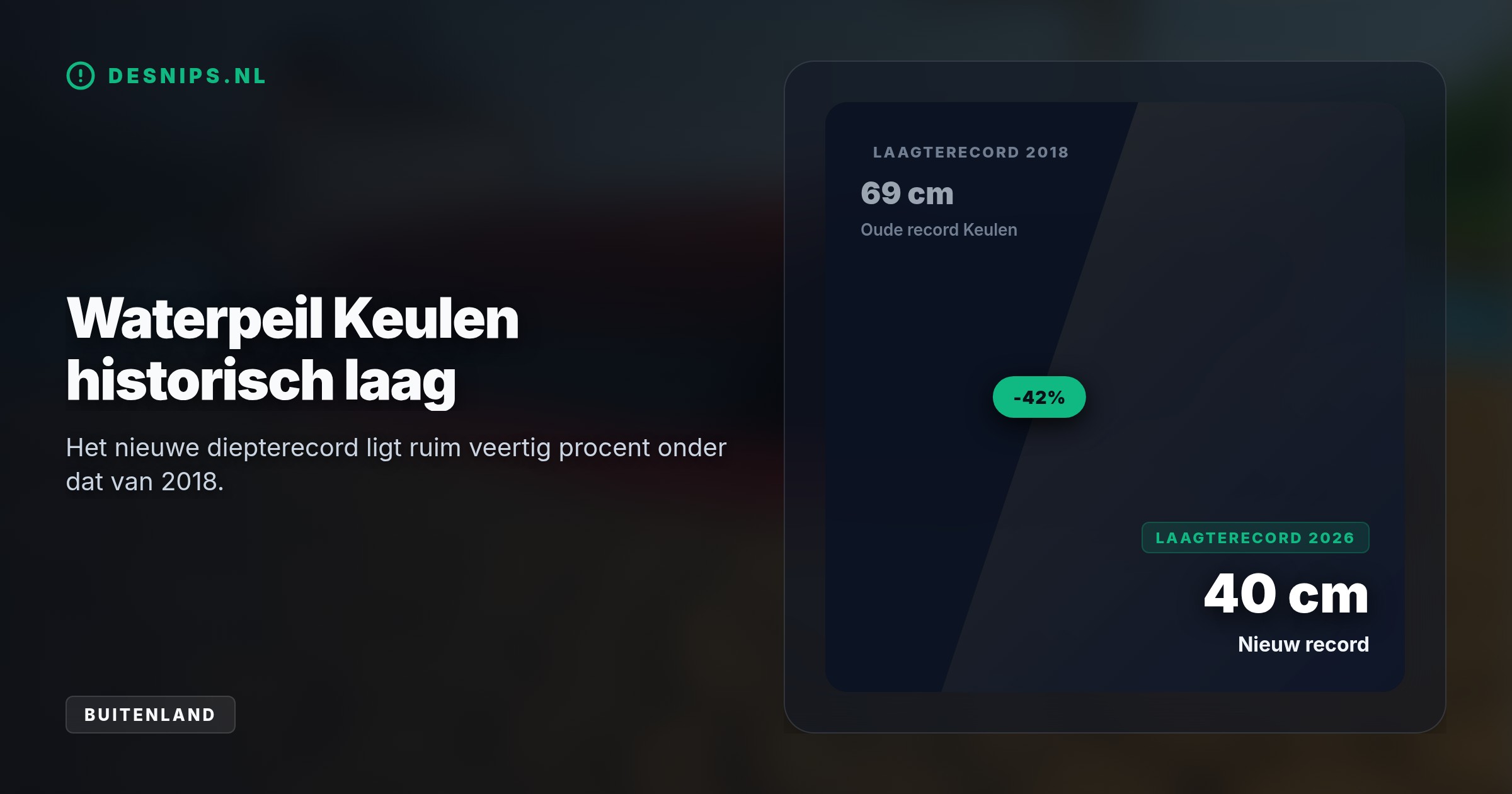 Door extreme droogte zakte de Rijn bij Keulen naar een recordlaagte van 40 cm. Vrachtschepen liggen stil en de Duitse industrie vreest voor miljardenschade.