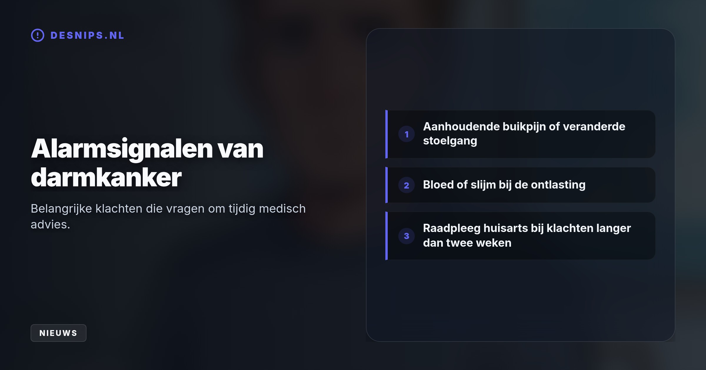 De acteur dacht na Expeditie Robinson aanvankelijk aan een parasiet, maar heeft uitgezaaide darmkanker en ondervindt neuropathie door zware behandelingen.