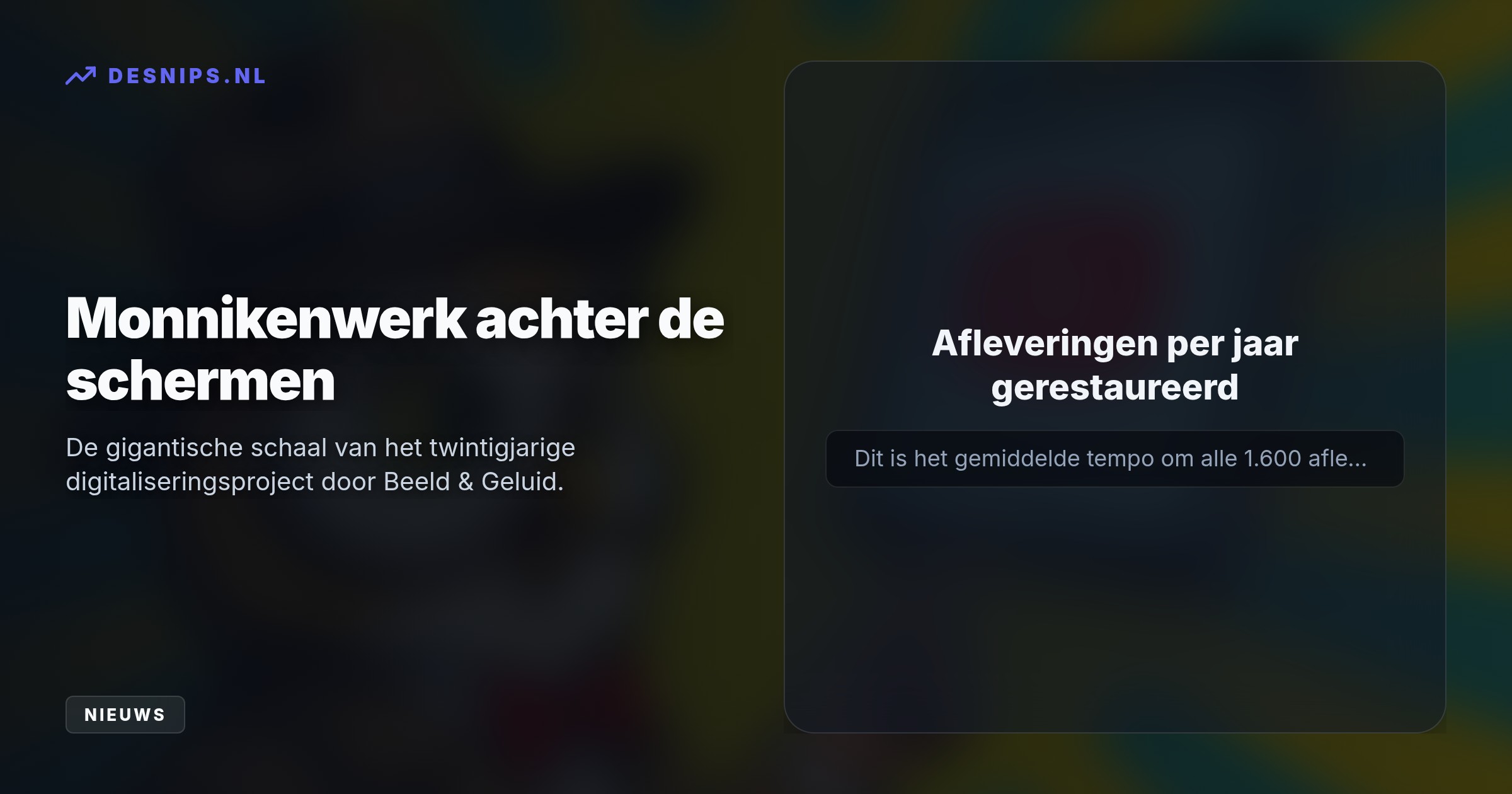 Na een gigantisch restauratieproject van twintig jaar door Beeld & Geluid is de legendarische Nederlandse kinderserie volledig gedigitaliseerd en in verbeterde kleuren te zien.