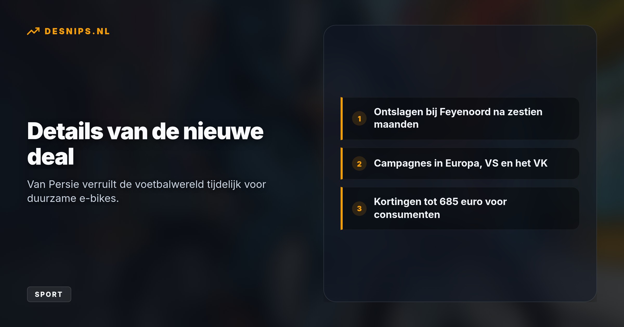 Na zijn ontslag bij Feyenoord tekent Robin van Persie tot eind 2027 als ambassadeur bij e-bikefabrikant ENGWE. Hij promoot er gezonde mobiliteit.