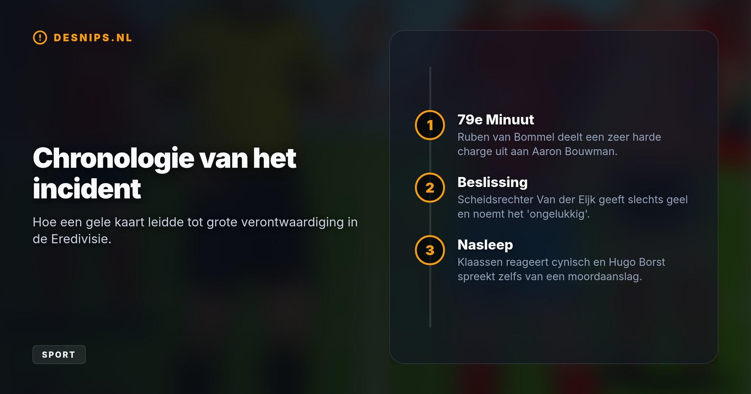 Scheidsrechter Van der Eijk noemde de charge slechts 'ongelukkig', tot cynisme van Davy Klaassen en grote woede bij analisten.