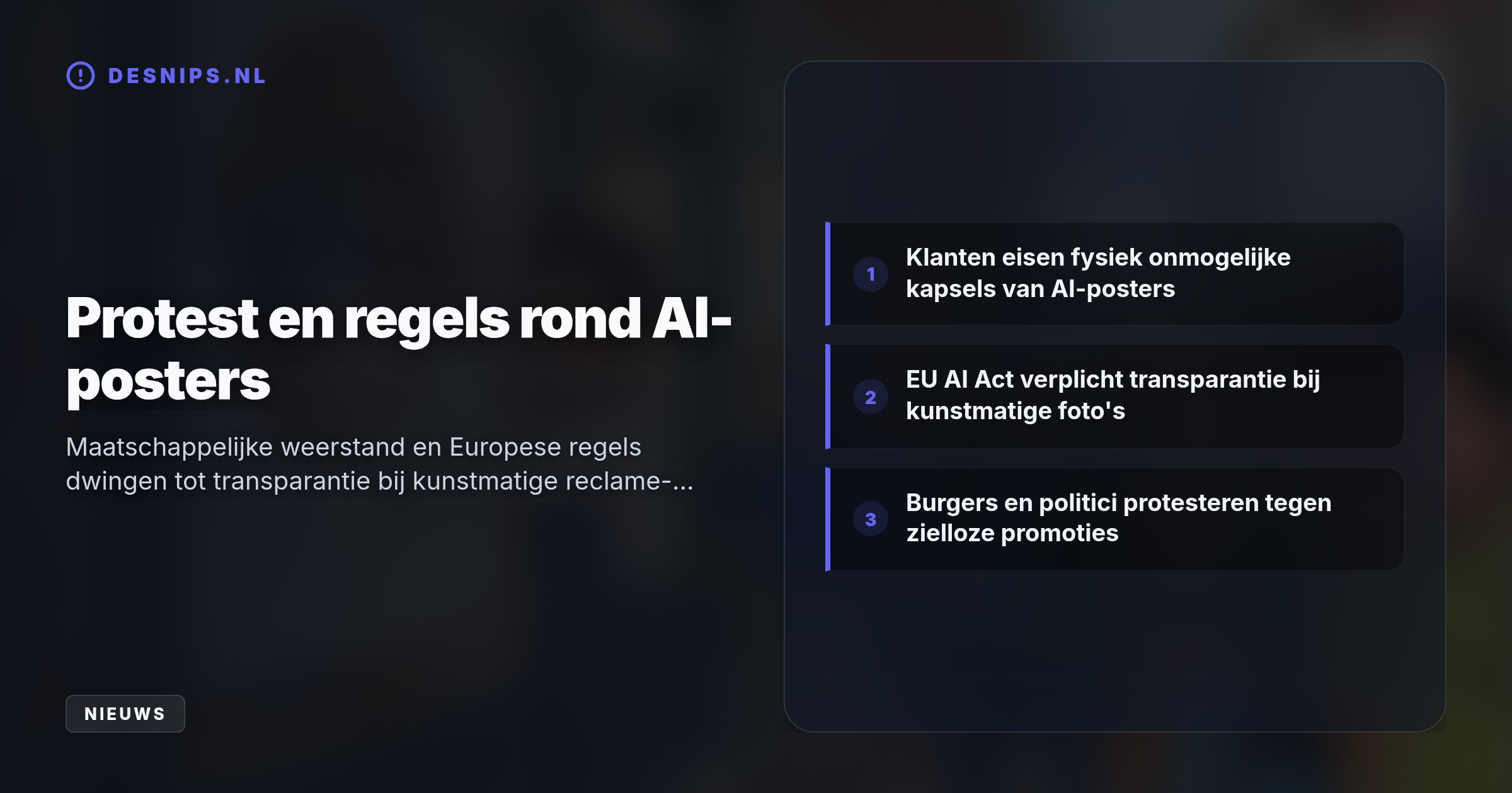 Goedkope AI-reclames leiden in Utrecht en Woerden tot woede. Ondernemers halen posters weg na klachten over irreële beelden en komende Europese transparantieregels.