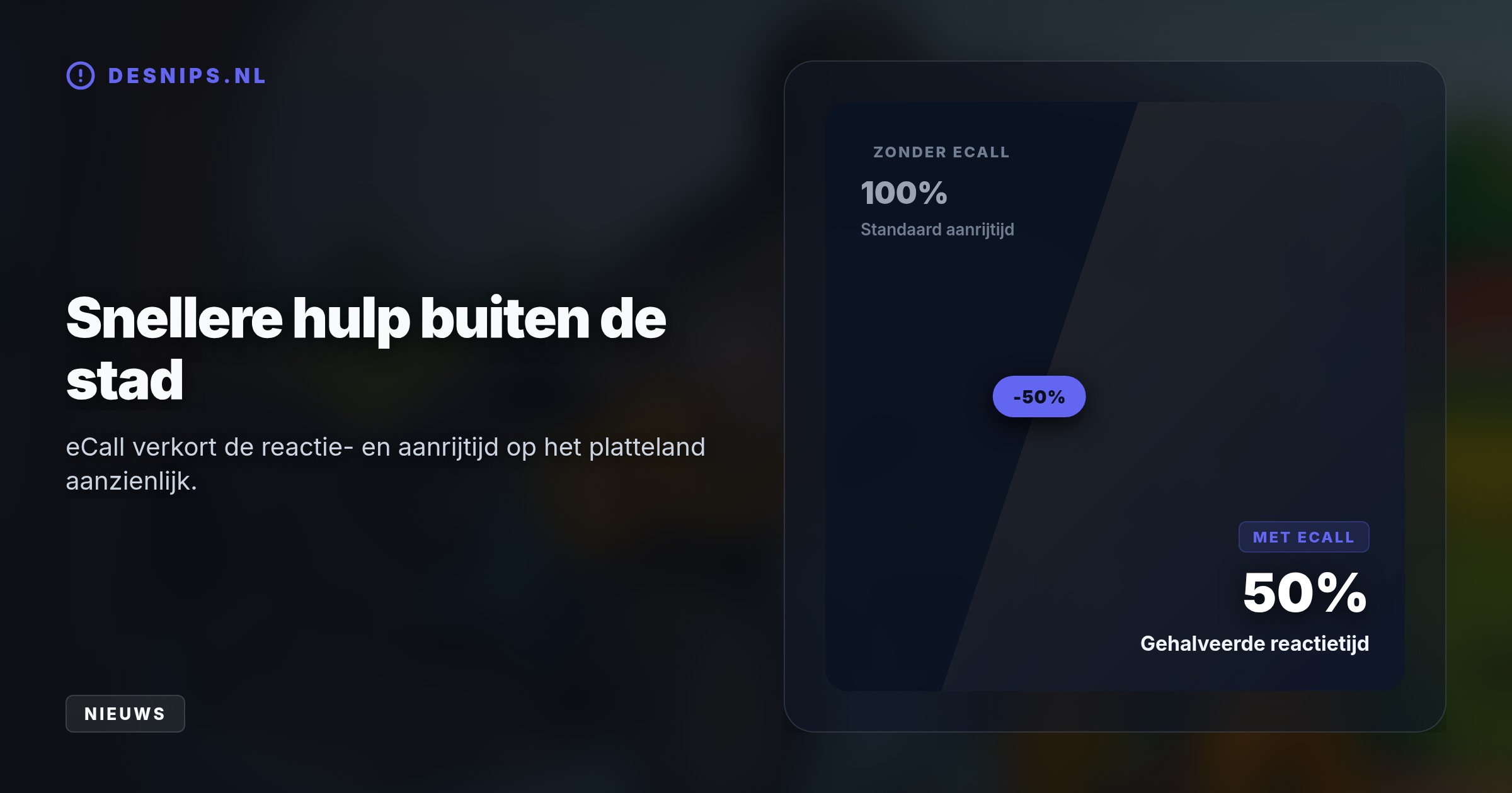 Een 80-jarige man raakte ernstig bekneld na een botsing tegen een boom op de Postweg. Zijn auto sloeg over de kop, waarna het verplichte eCall-systeem direct zelfstandig de hulpdiensten alarmeerde.