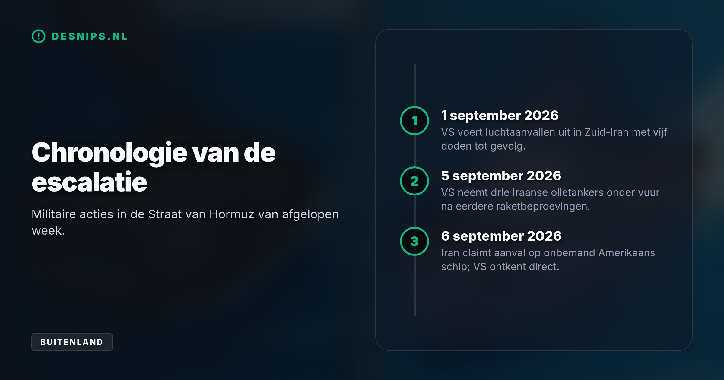 Het incident in de Straat van Hormuz volgt op een week vol wederzijdse vergeldingsacties, wat de vrees voor stijgende olieprijzen aan de pomp aanwakkert.