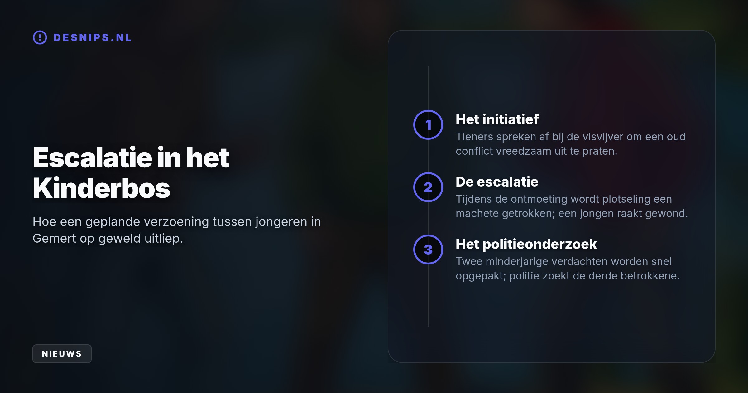 Een vreedzaam bedoeld gesprek om een oud conflict uit te praten bij een visvijver liep maandagmiddag volledig uit de hand, waarbij een 15-jarige jongen gewond raakte.