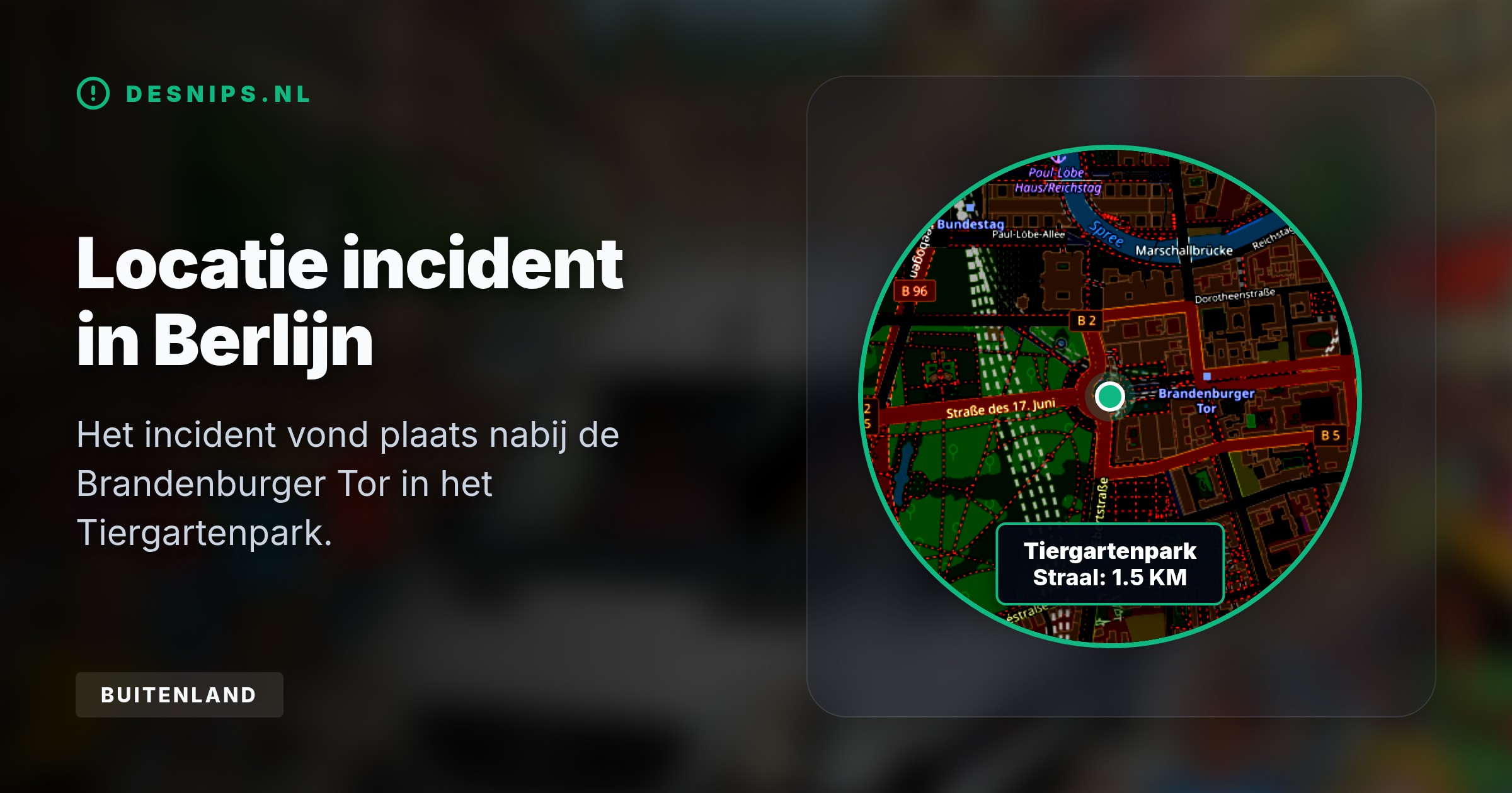 Een witte bestelbus reed zaterdagavond met hoge snelheid in op feestgangers in het Tiergartenpark. De dader vluchtte te voet, waarna het evenement direct is geëvacueerd.