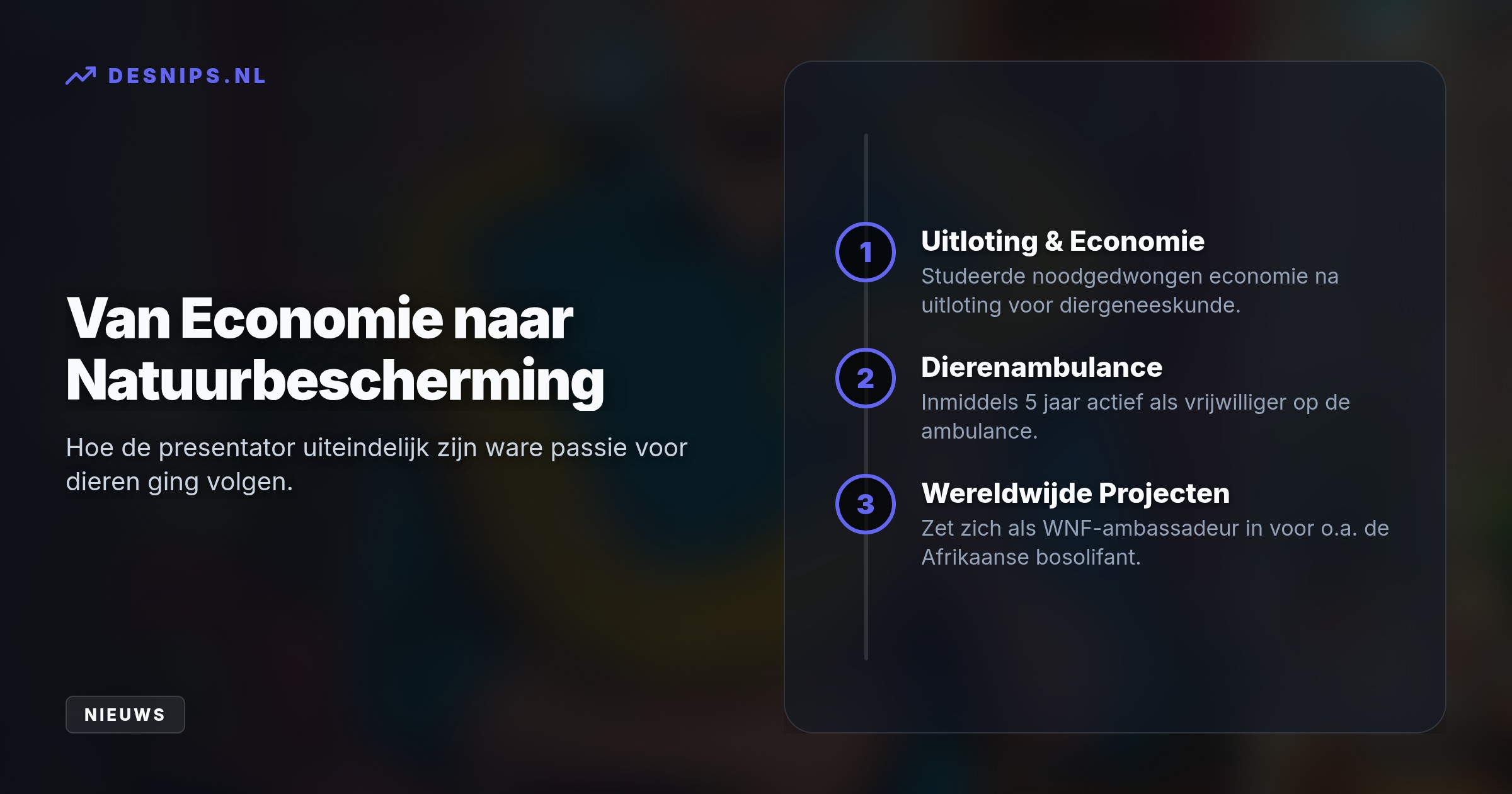 De 29-jarige presentator is verknocht aan de gele slang 'Meneer Tortellini', hoewel de liefde eenzijdig is. Zijn partner Merel zorgt al tien jaar voor de echte warmte.