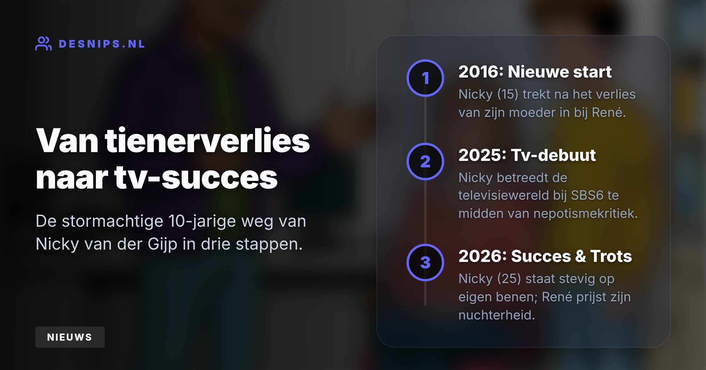 Na het plotselinge overlijden van zijn vrouw in 2016 voedde de SBS-ster zijn toen vijftienjarige zoon op als 'grote broer', wars van alle traditionele opvoedregels.