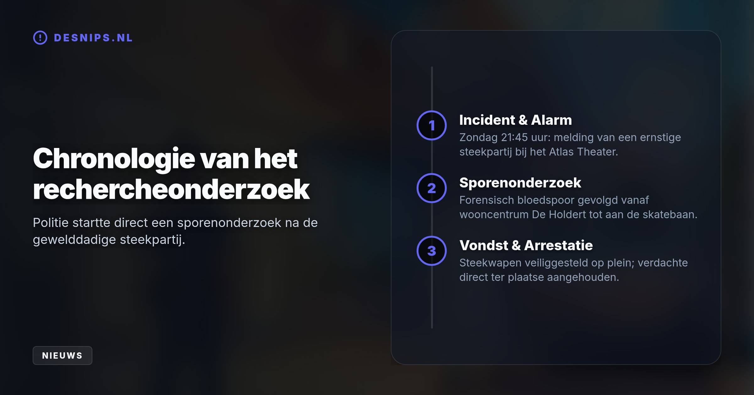 Bij het Atlas Theater in Emmen raakte zondagavond een persoon zwaargewond. De politie vond vannacht het vermoedelijke steekwapen en onderzoekt de rol van een aangehouden verdachte.