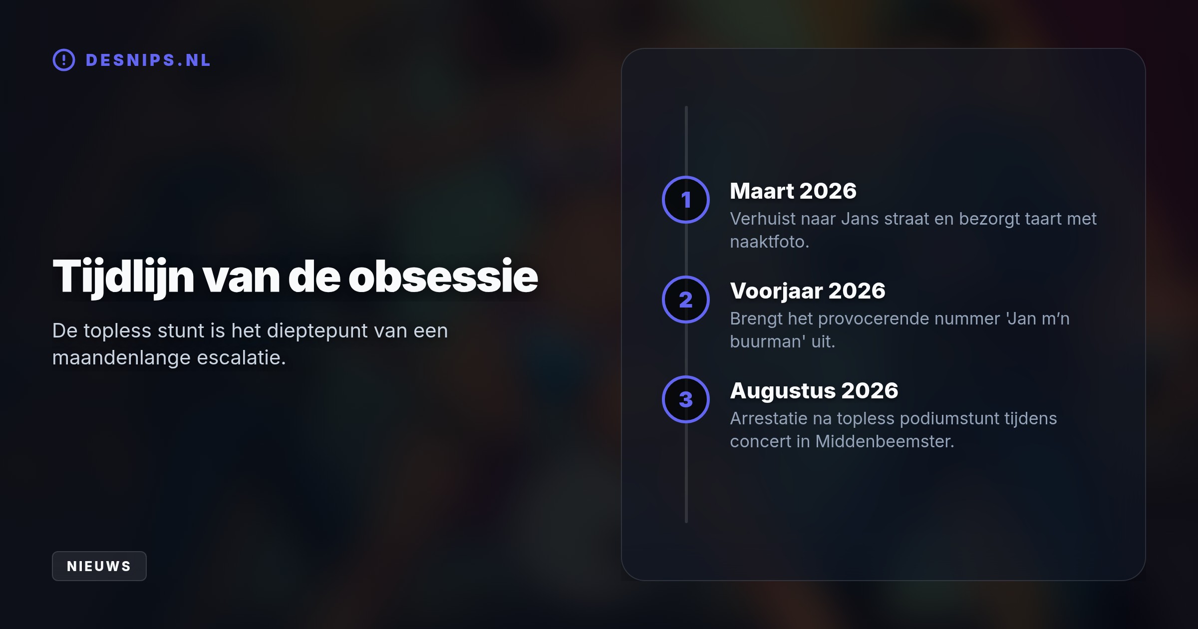 De OnlyFans-ster verstoorde in ondergoed een concert in Middenbeemster. Politie arresteerde haar direct wegens haar aanhoudende obsessie met de Volendamse zanger.