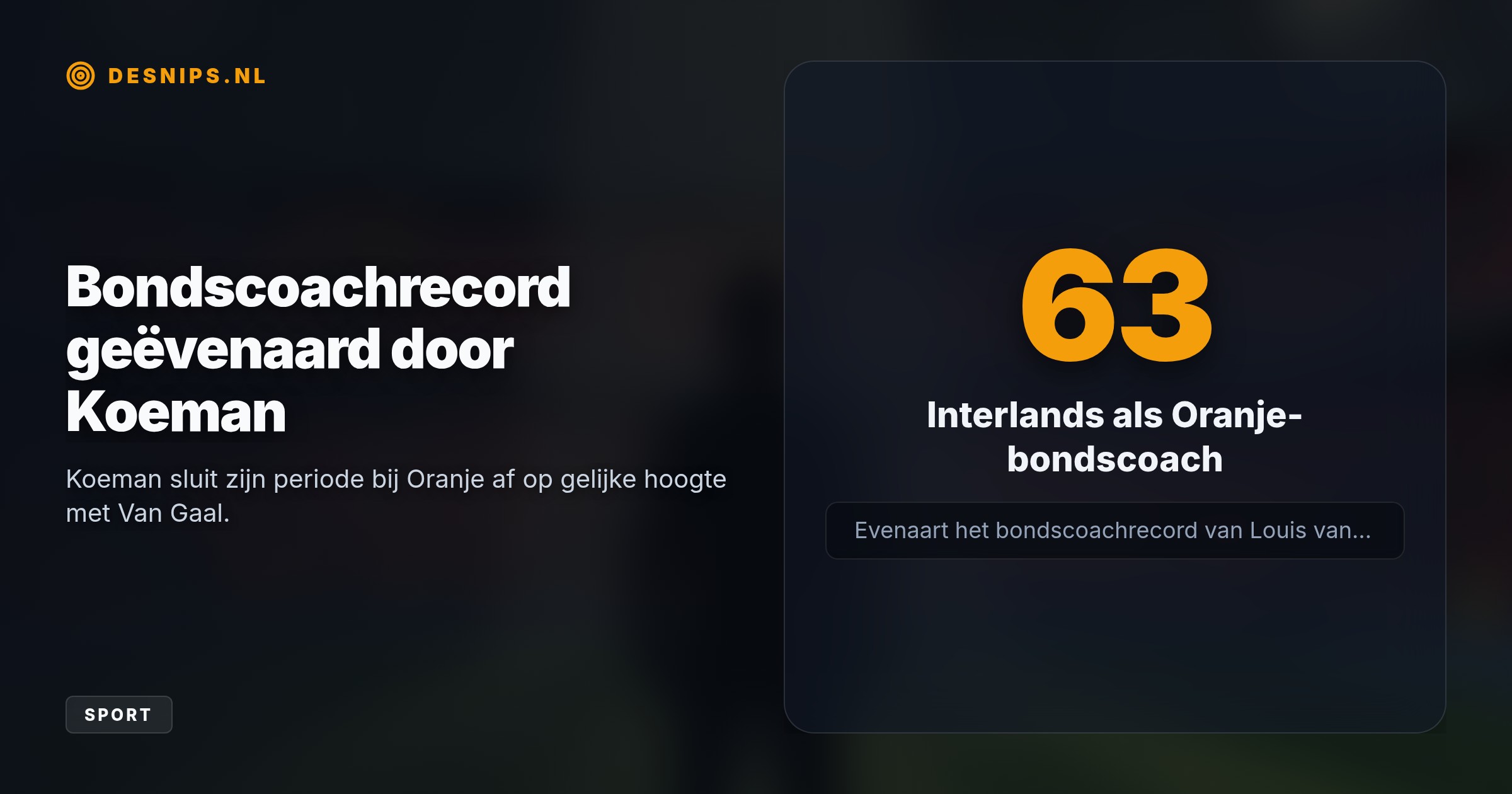 Na het overlijden van zijn vrouw Bartina en het WK-verlies tegen Marokko zet Ronald Koeman een punt achter zijn periode bij Oranje en neigt hij naar een definitief einde van zijn trainersloopbaan.