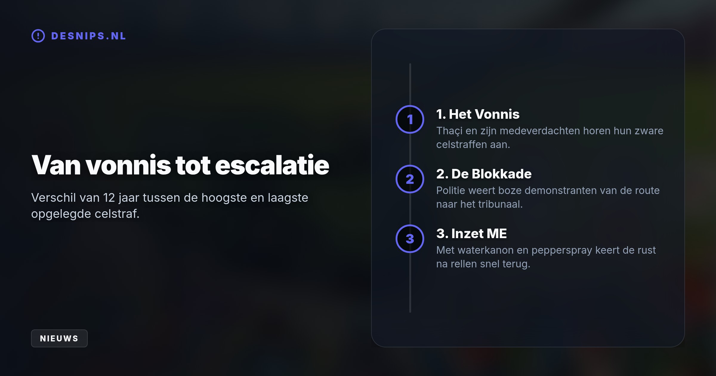 Na de veroordeling van oud-president Hashim Thaçi wegens oorlogsmisdaden braken er direct zware rellen uit op het Malieveld. De ME herstelde met waterkanonnen de orde.