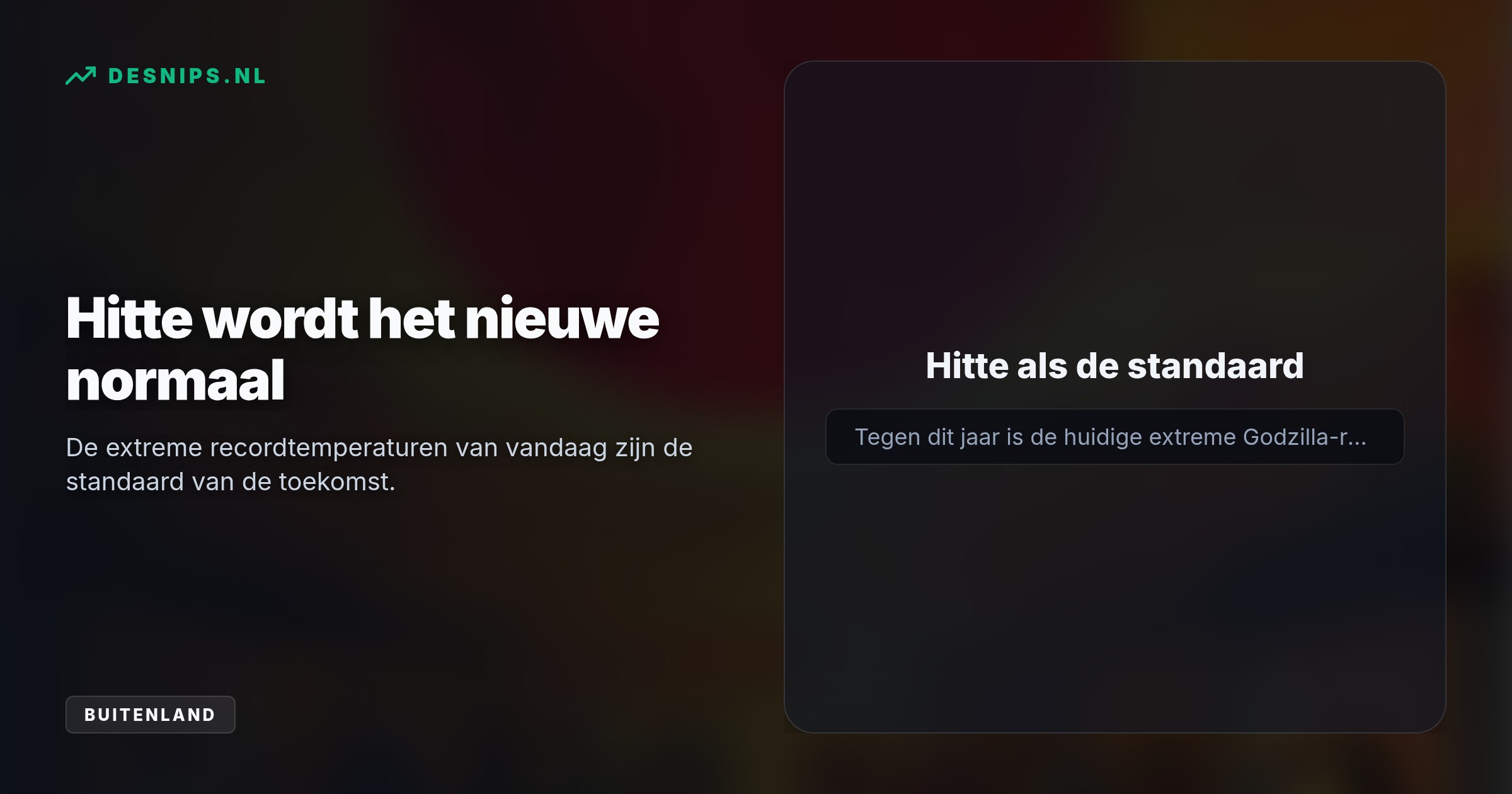 De recordbrekende warmte treft vooral kwetsbare landen in het Zuiden hard. Gerichte noodmaatregelen zoals koelcentra kunnen tienduizenden levens redden.