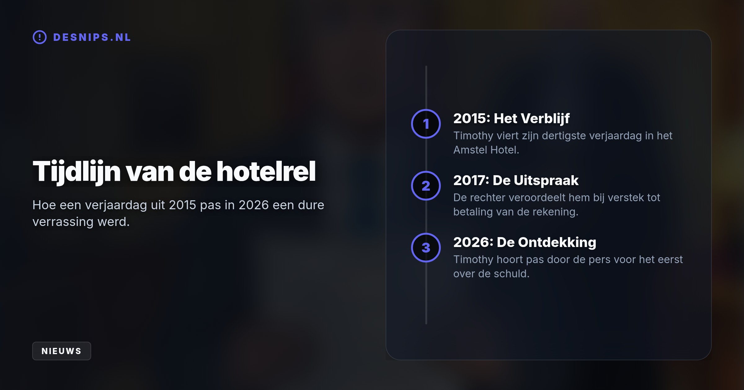 De realityster hoorde pas deze week van de verstekveroordeling uit 2017 na een mislukte dertigste verjaardag in het chique hotel.