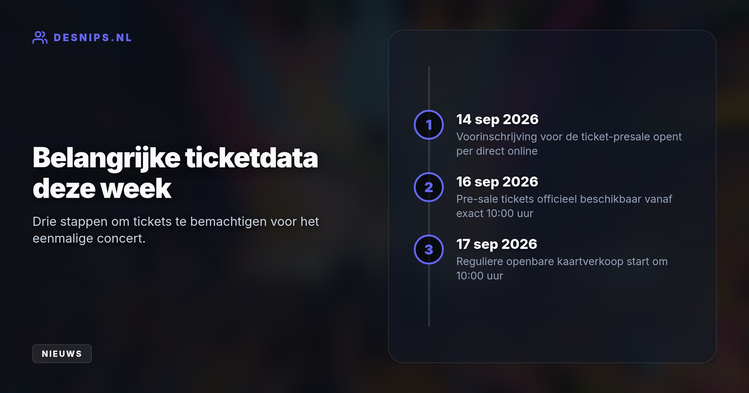 Op 23 april 2027 vieren 15.000 fans hun nostalgie met bekende artiesten en robot Robin. Tickets voor de presale zijn per direct beschikbaar.