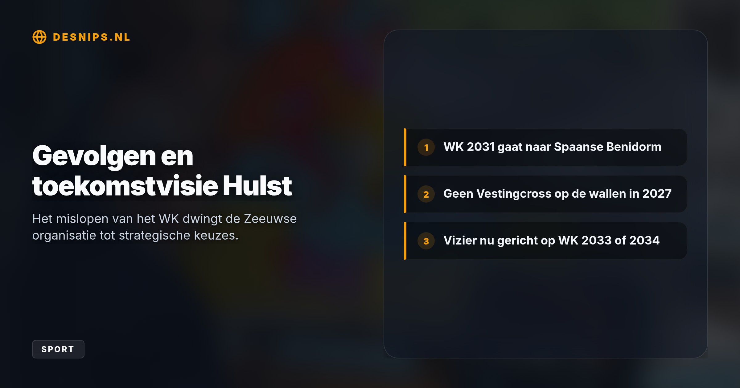 De internationale wielerbond reageerde niet eens op Zeeuwse vragen. Zonder WK-perspectief en door stijgende organisatiekosten is de financiële toekomst voor de Vestingcross nu hoogst onzeker.