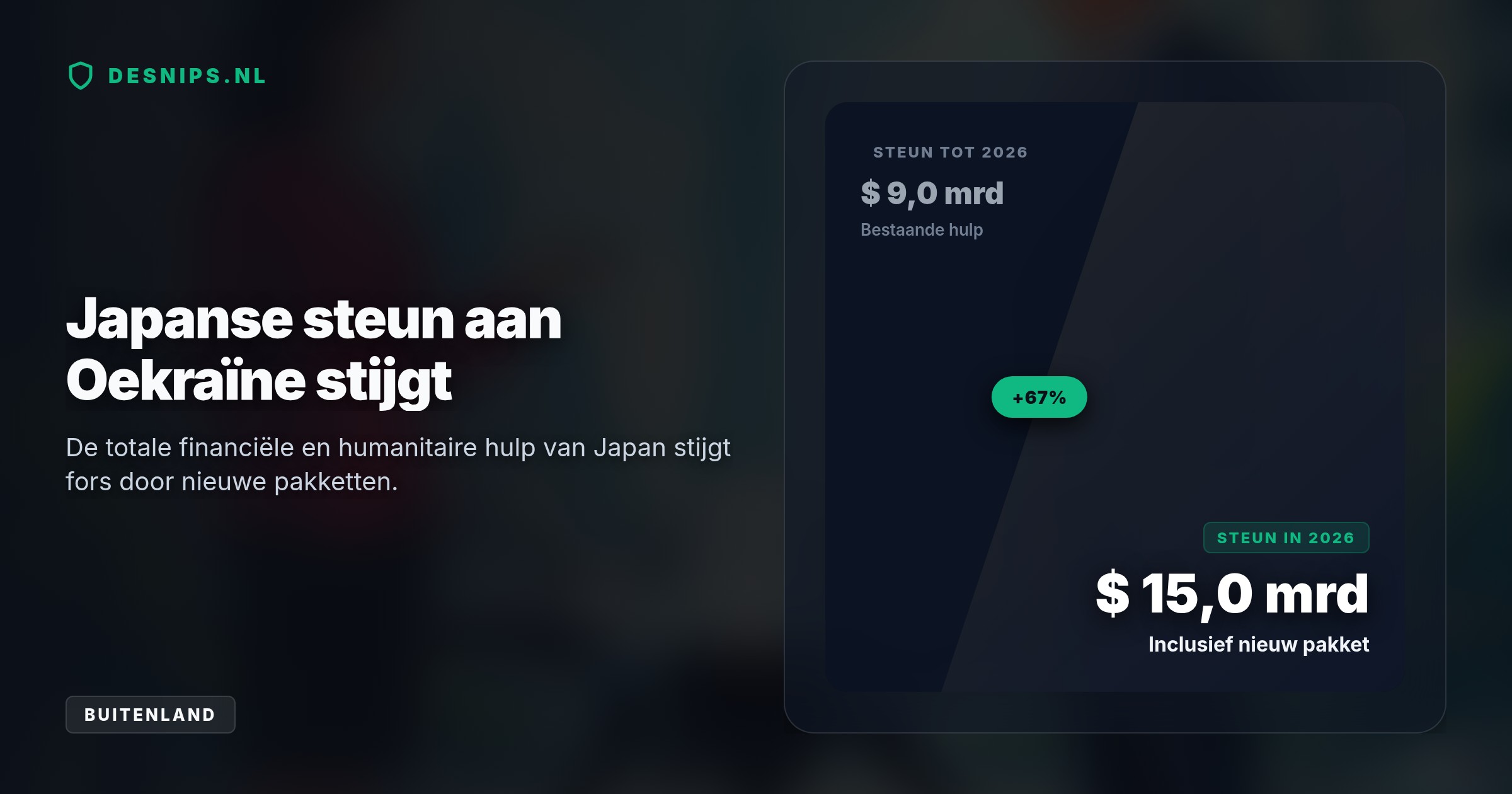 Tijdens hun eerste ontmoeting in New York sprak premier Takaichi haar steun uit. Kyiv vraagt nu specifiek om Japanse expertise op het gebied van defensieve drones.