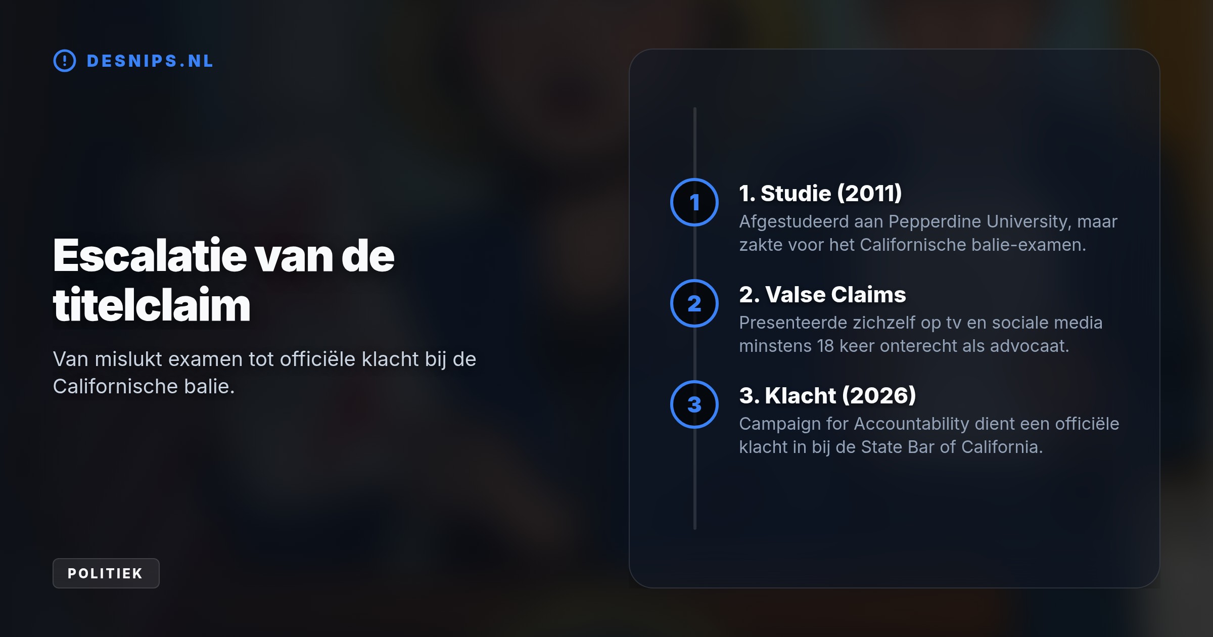 Katie Zacharia zakte voor haar balie-examen, maar noemde zich 18 keer advocaat. Een waakhond dient nu een strafklacht in wegens het onbevoegd voeren van de titel.